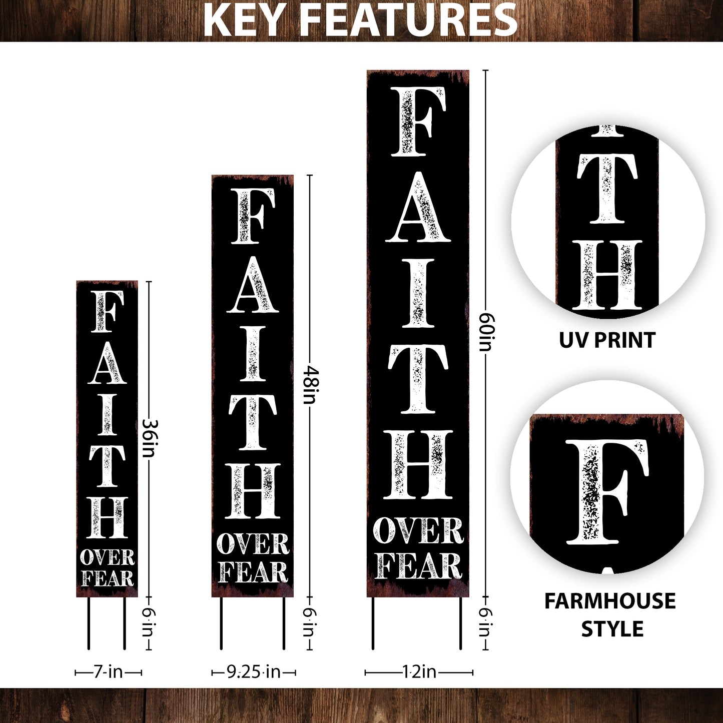 Christian Yard Sign | “Faith Over Fear” Inspirational Garden Stake | Outdoor Religious Porch, Lawn & Garden Décor