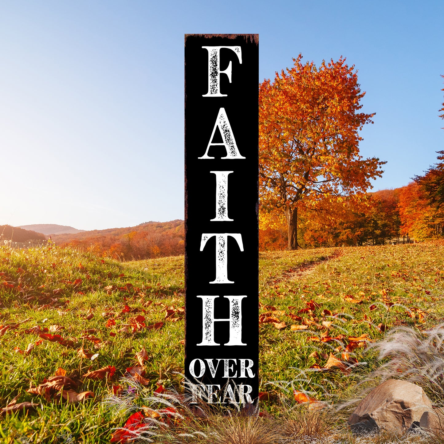 Christian Yard Sign | “Faith Over Fear” Inspirational Garden Stake | Outdoor Religious Porch, Lawn & Garden Décor