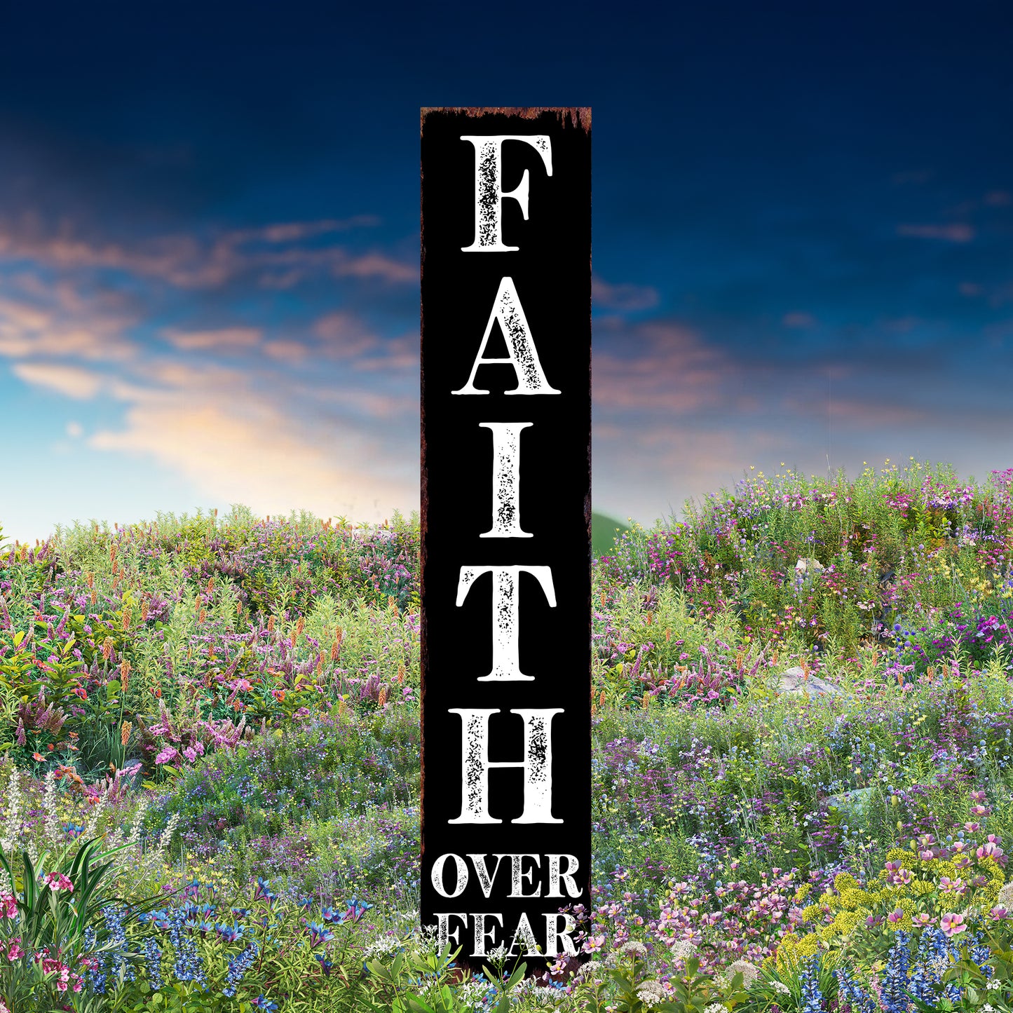 Christian Yard Sign | “Faith Over Fear” Inspirational Garden Stake | Outdoor Religious Porch, Lawn & Garden Décor