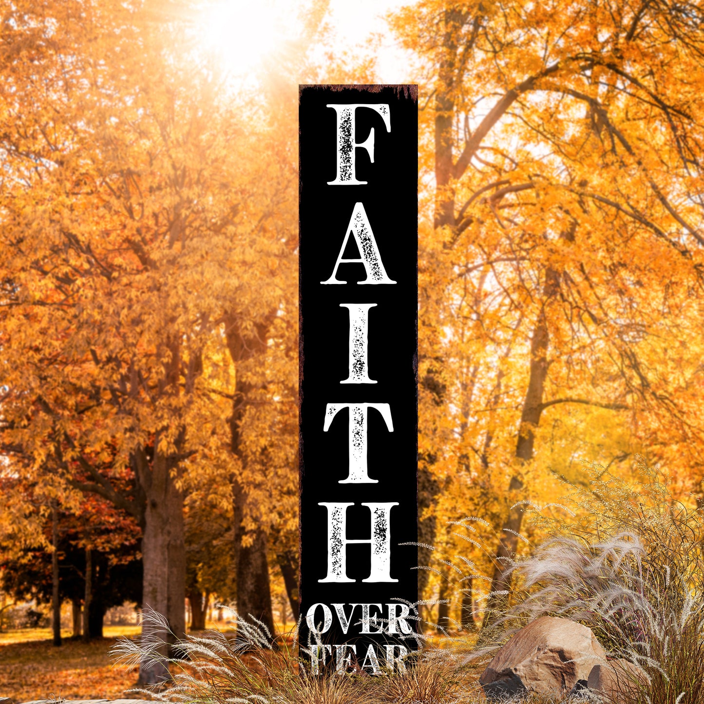 Christian Yard Sign | “Faith Over Fear” Inspirational Garden Stake | Outdoor Religious Porch, Lawn & Garden Décor