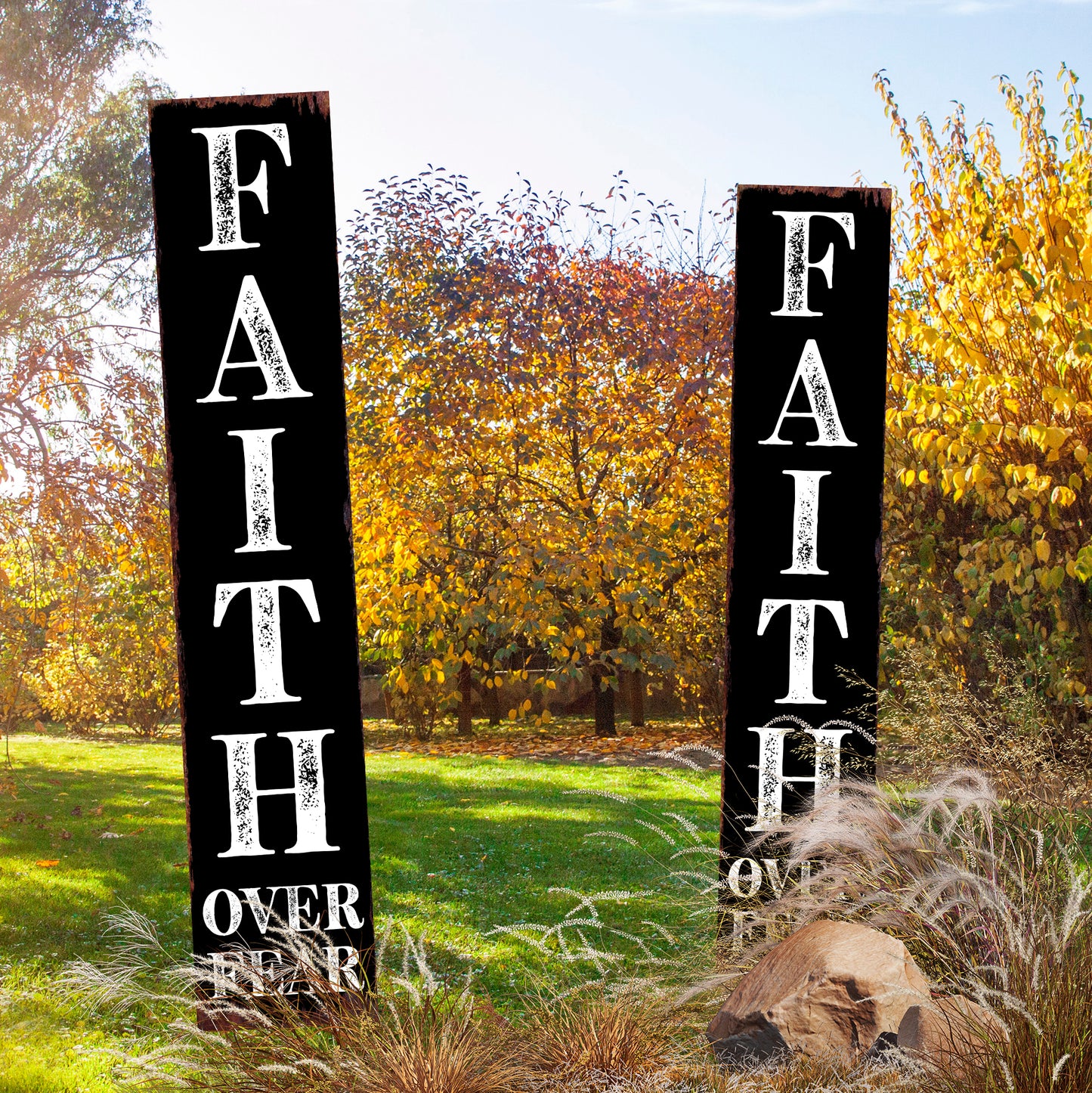 Christian Yard Sign | “Faith Over Fear” Inspirational Garden Stake | Outdoor Religious Porch, Lawn & Garden Décor