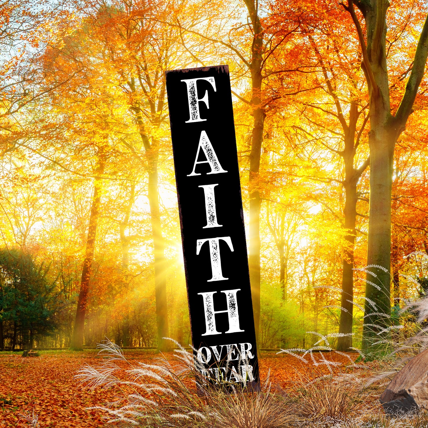 Christian Yard Sign | “Faith Over Fear” Inspirational Garden Stake | Outdoor Religious Porch, Lawn & Garden Décor