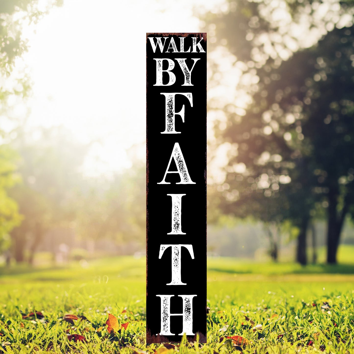 Christian Yard Sign | “Walk By Faith” Inspirational Garden Stake | Outdoor Religious Porch, Lawn & Garden Décor