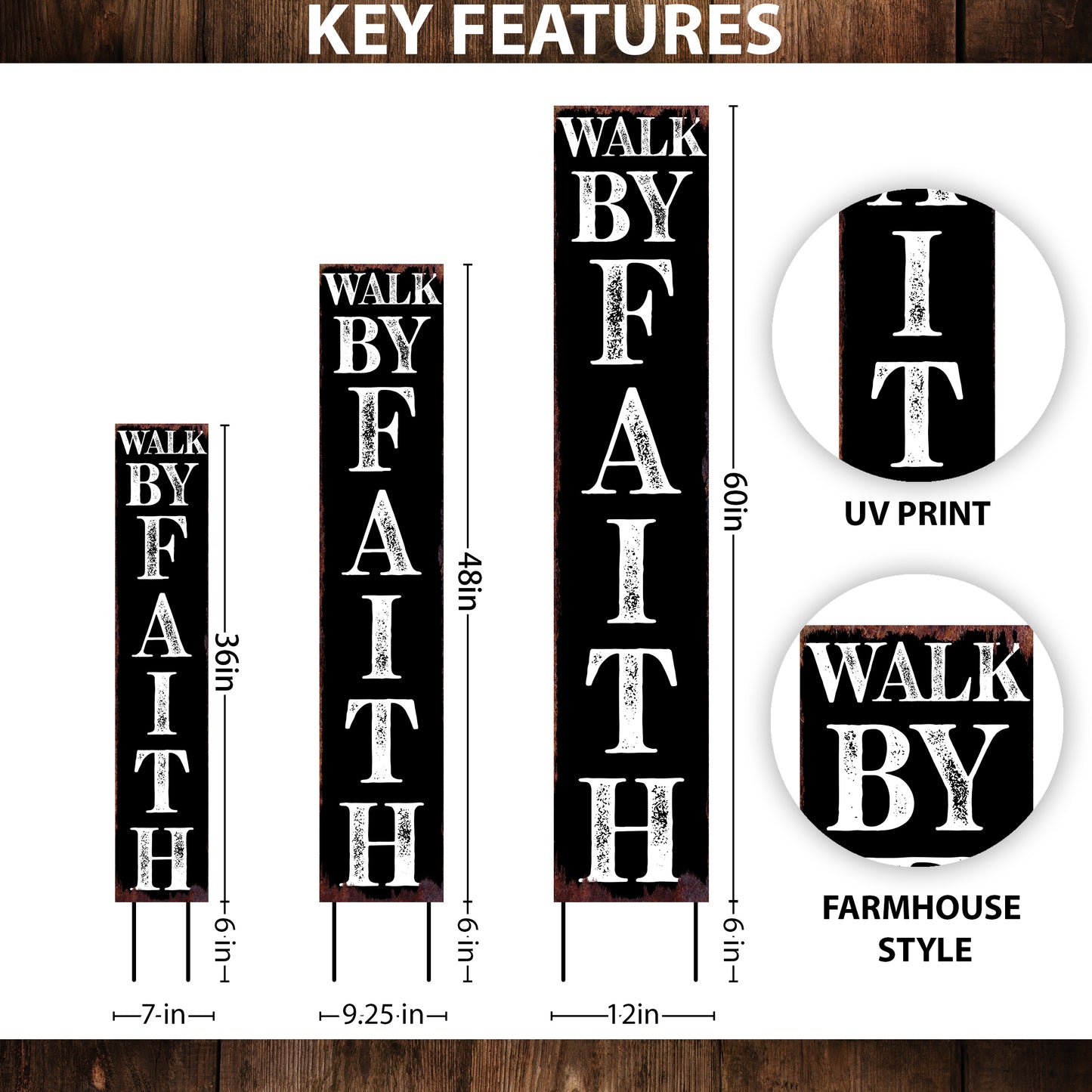 Christian Yard Sign | “Walk By Faith” Inspirational Garden Stake | Outdoor Religious Porch, Lawn & Garden Décor