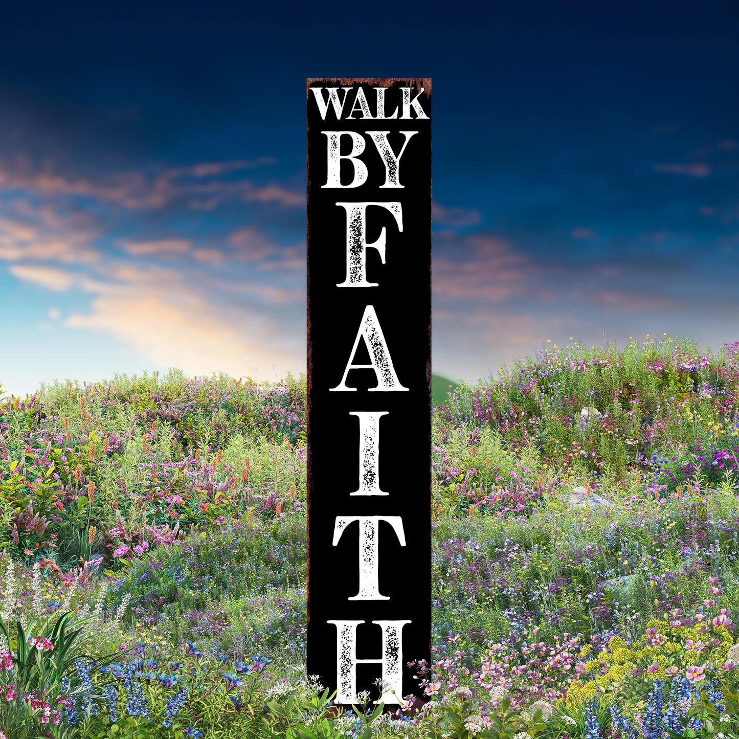 Christian Yard Sign | “Walk By Faith” Inspirational Garden Stake | Outdoor Religious Porch, Lawn & Garden Décor
