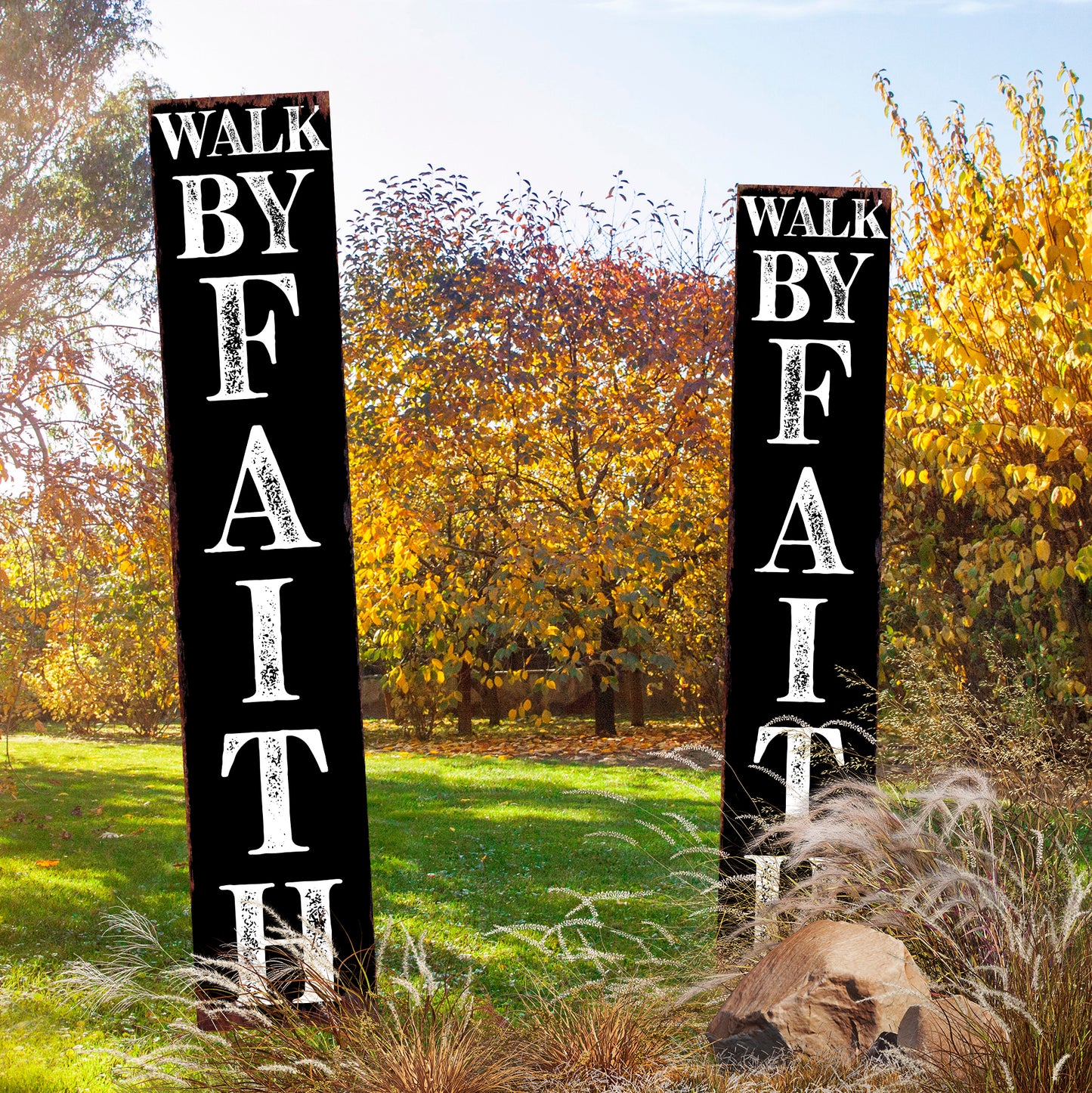 Christian Yard Sign | “Walk By Faith” Inspirational Garden Stake | Outdoor Religious Porch, Lawn & Garden Décor
