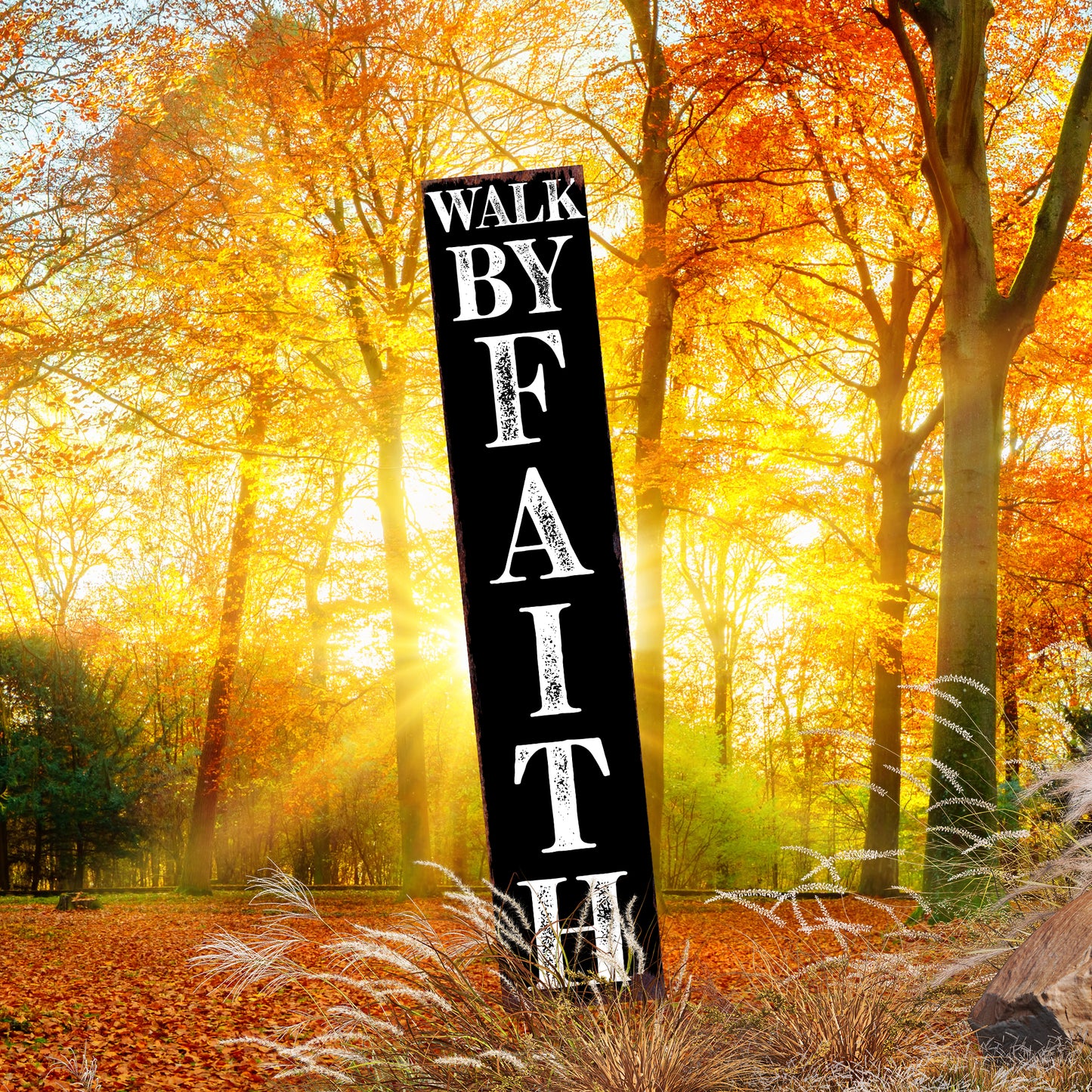 Christian Yard Sign | “Walk By Faith” Inspirational Garden Stake | Outdoor Religious Porch, Lawn & Garden Décor