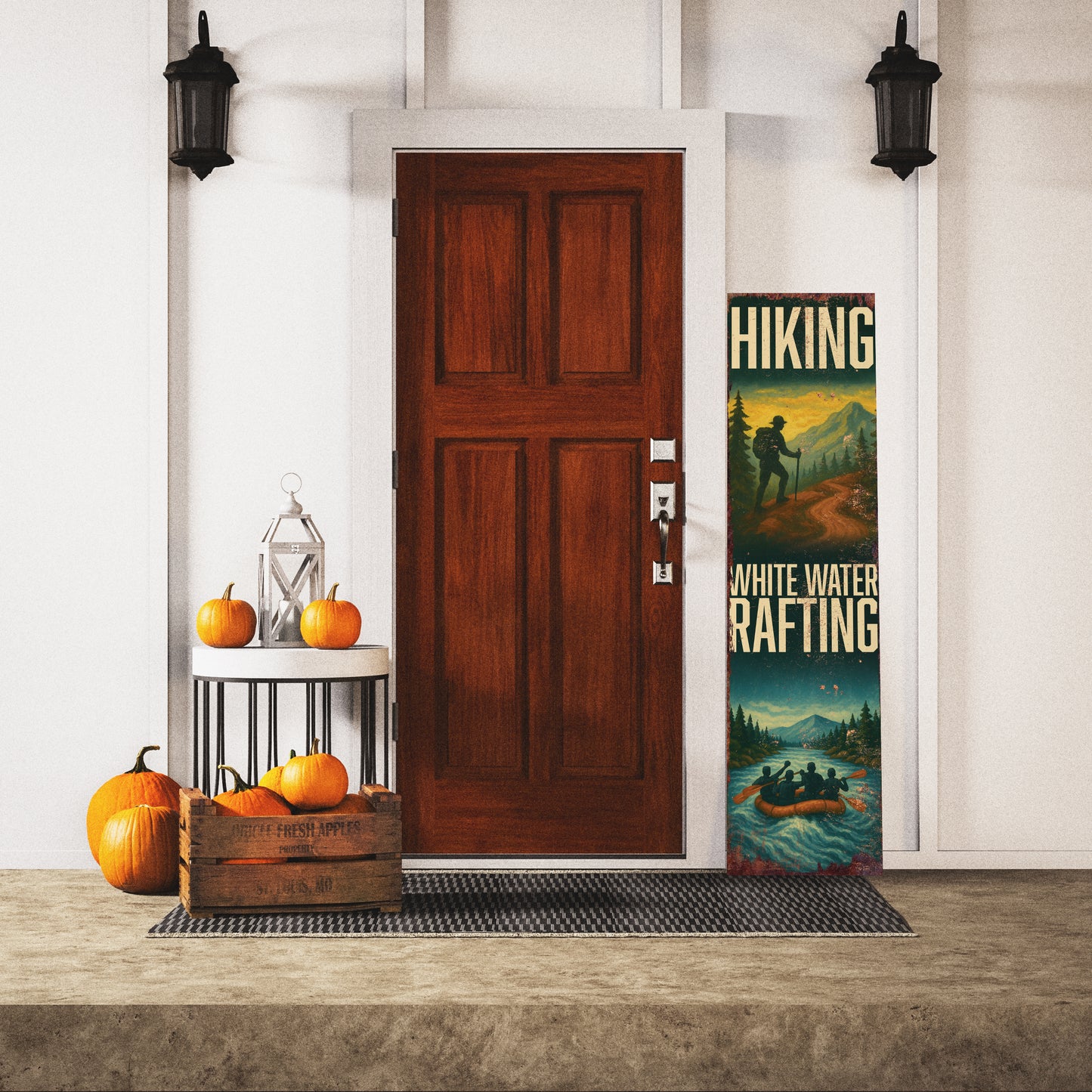 Rustic Hiking & White Water Rafting Porch Sign | Adventure Outdoor Wall Art | Cabin, Lodge, Patio, or Entryway Décor