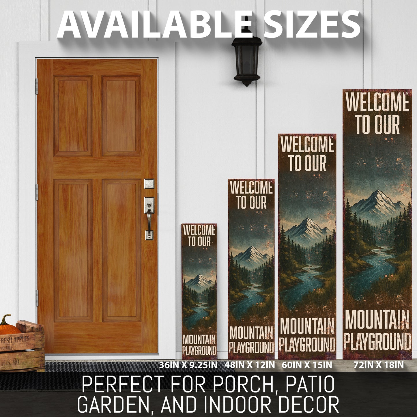 Welcome to Our Mountain Playground Porch Sign | Rustic Cabin Lodge Decor | Outdoor Adventure Wall Art for Porch, Patio & Entryway