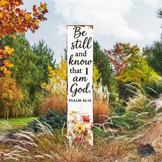 Christian Inspirational Yard Sign | Be Still and Know Porch Sign | Psalm 46:10 Garden Stake | Farmhouse Outdoor Faith Décor