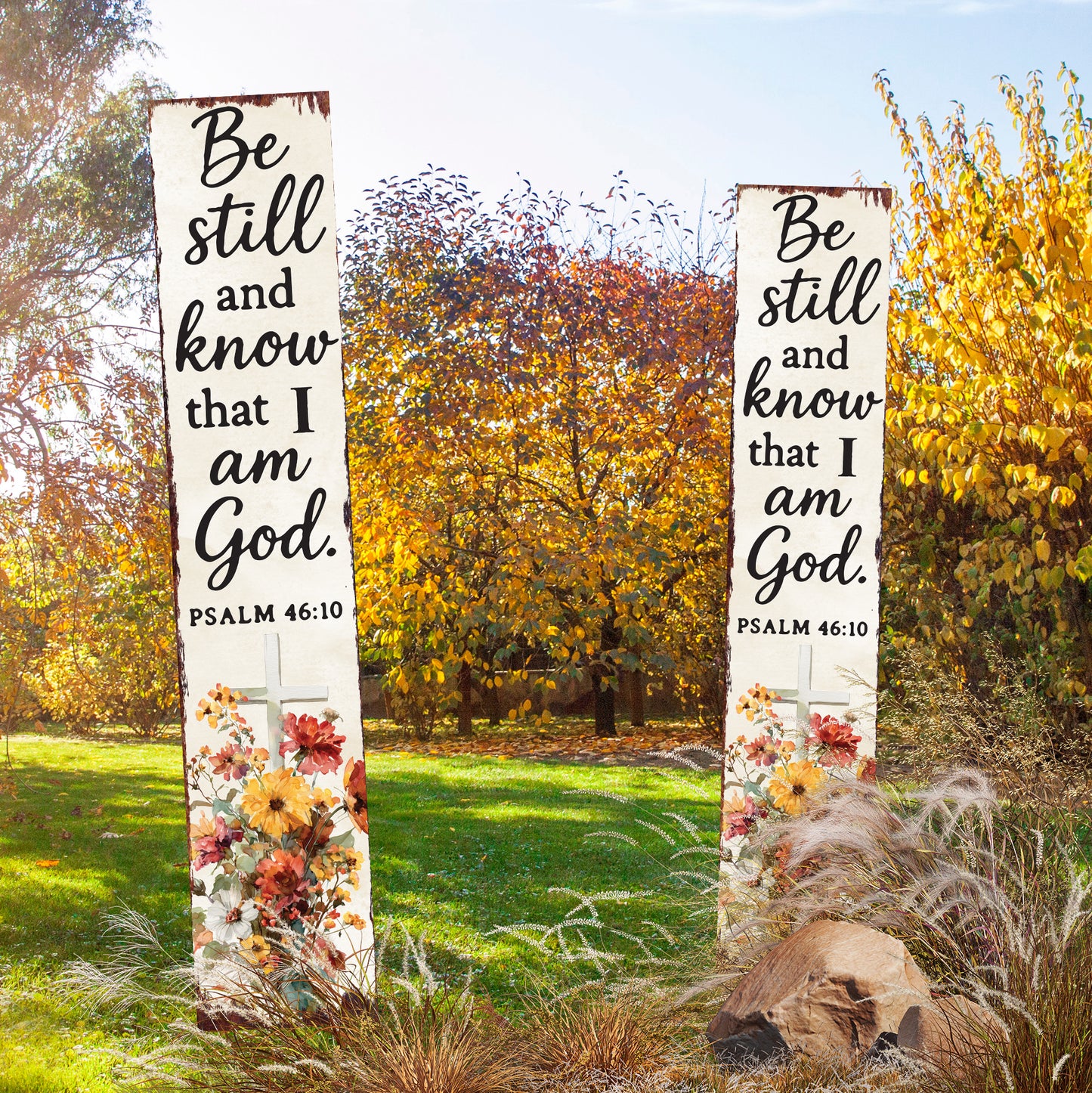 Christian Inspirational Yard Sign | Be Still and Know Porch Sign | Psalm 46:10 Garden Stake | Farmhouse Outdoor Faith Décor