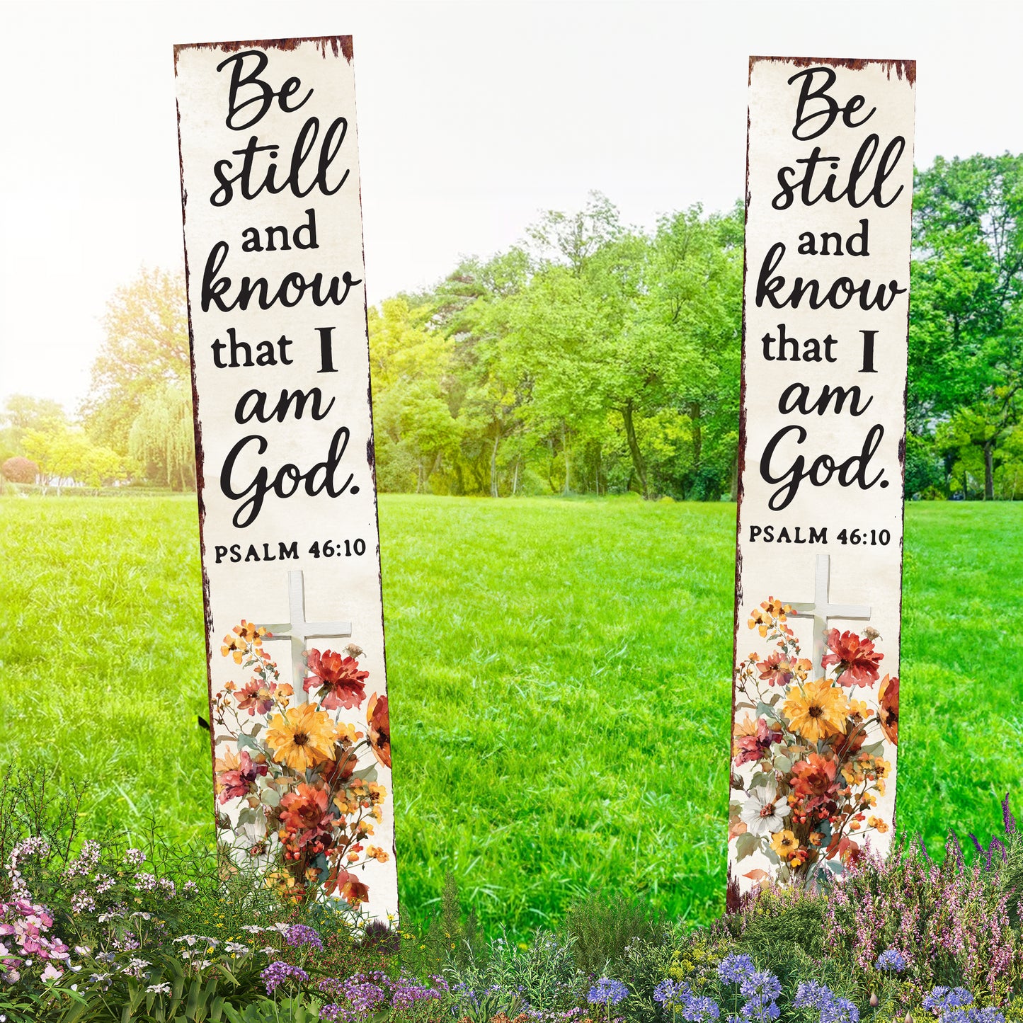 Christian Inspirational Yard Sign | Be Still and Know Porch Sign | Psalm 46:10 Garden Stake | Farmhouse Outdoor Faith Décor