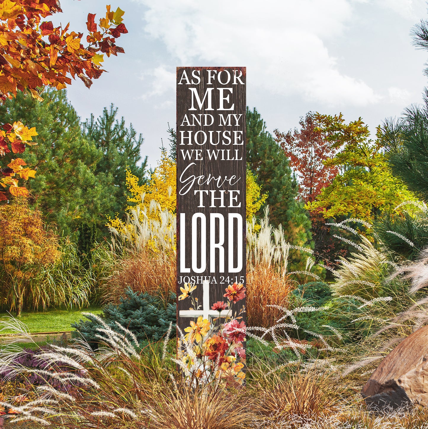 Christian Inspirational Yard Sign | As for Me and My House We Will Serve the Lord | Joshua 24:15 Garden Stake | Farmhouse Décor