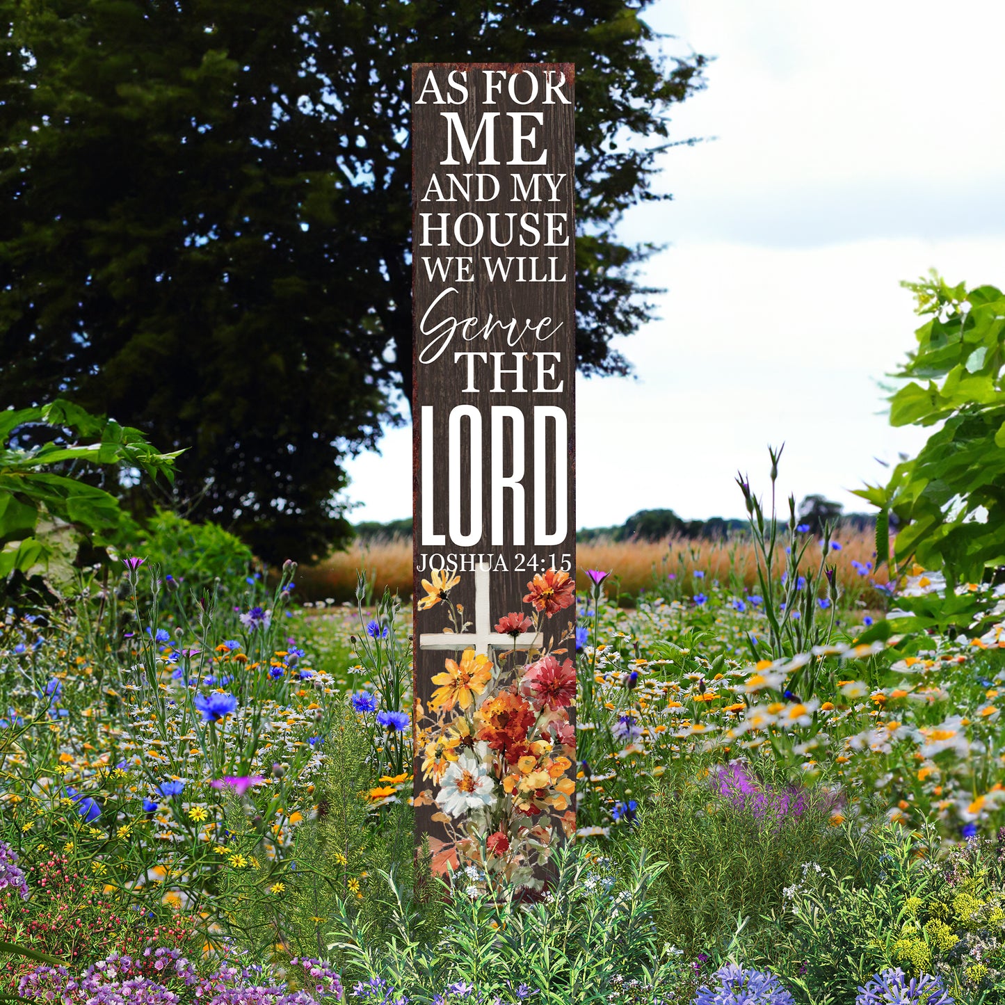 Christian Inspirational Yard Sign | As for Me and My House We Will Serve the Lord | Joshua 24:15 Garden Stake | Farmhouse Décor