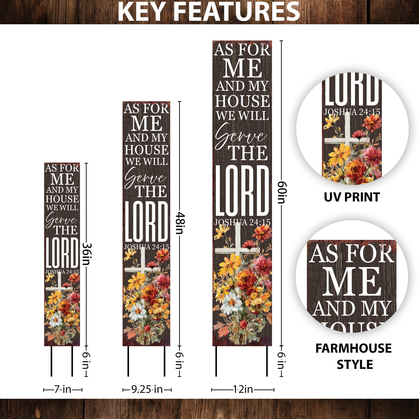 Christian Inspirational Yard Sign | As for Me and My House We Will Serve the Lord | Joshua 24:15 Garden Stake | Farmhouse Décor