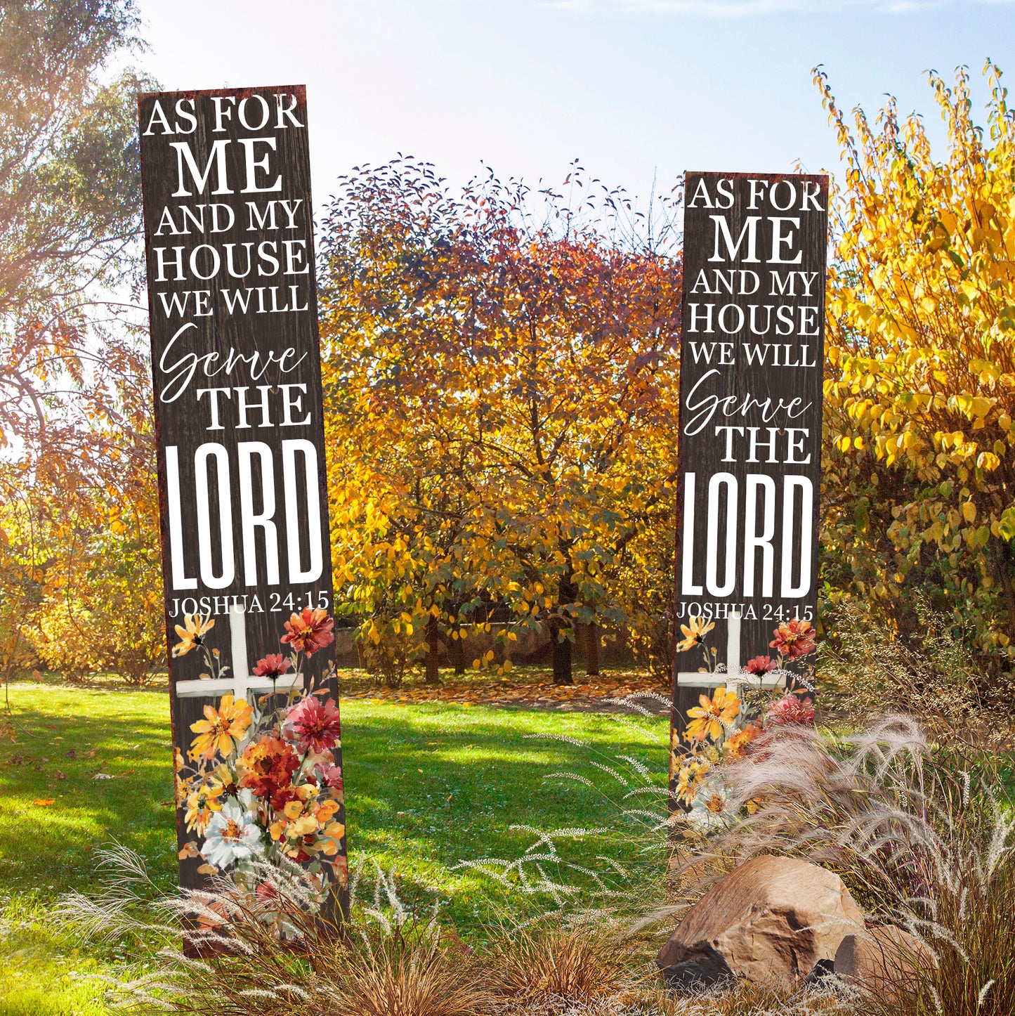 Christian Inspirational Yard Sign | As for Me and My House We Will Serve the Lord | Joshua 24:15 Garden Stake | Farmhouse Décor