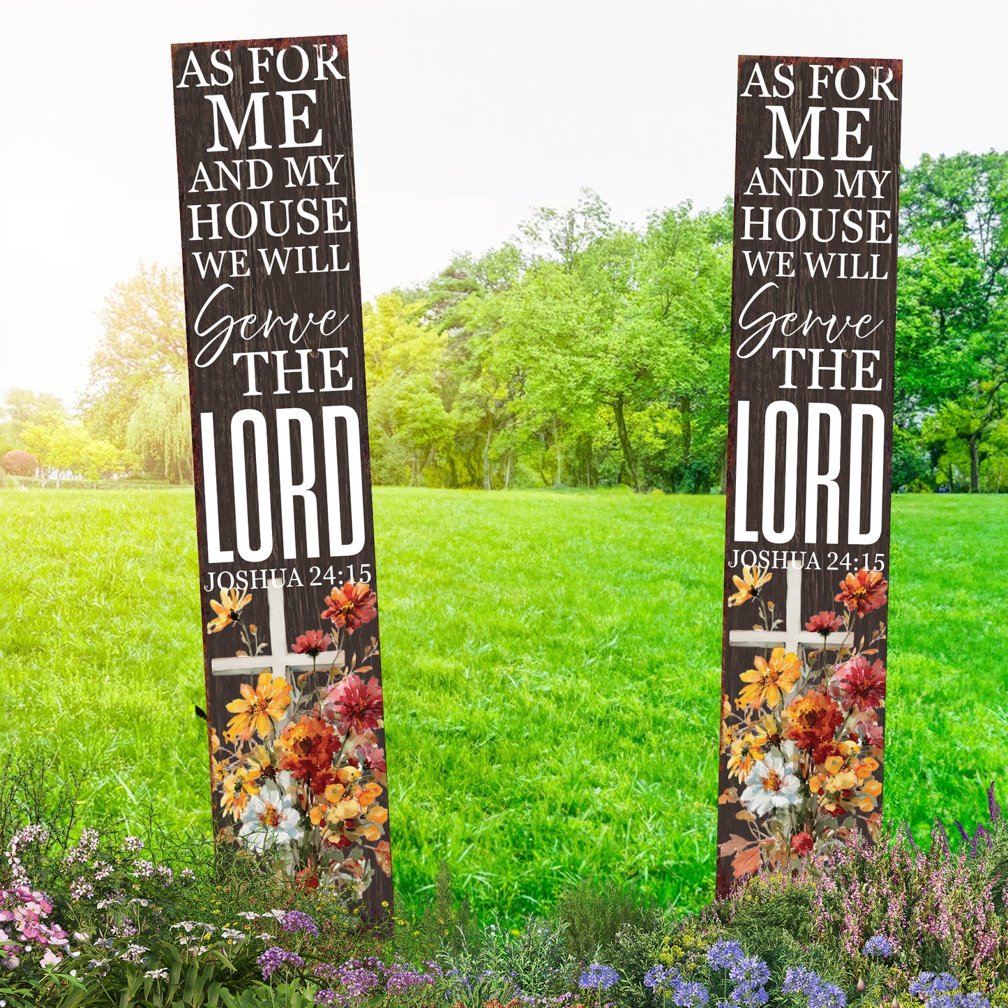Christian Inspirational Yard Sign | As for Me and My House We Will Serve the Lord | Joshua 24:15 Garden Stake | Farmhouse Décor