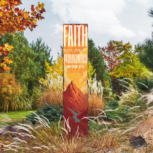 Christian Inspirational Yard Sign | Faith Can Move Mountains | Matthew 17:20 Garden Stake | Rustic Farmhouse Outdoor Décor