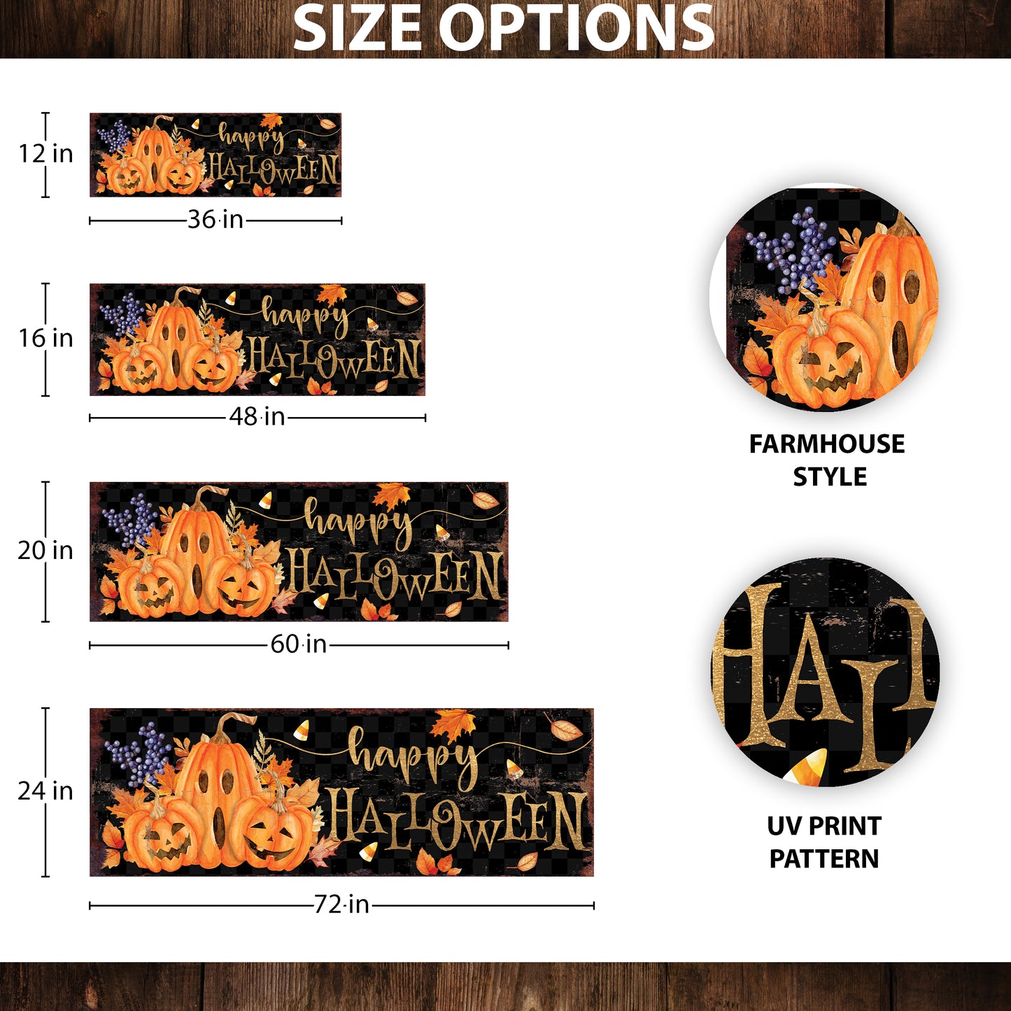 Happy Halloween Wall Art | Pumpkin & Candy Corn Farmhouse Sign | Rustic Fall Halloween Decoration for Home, Porch, or Living Room