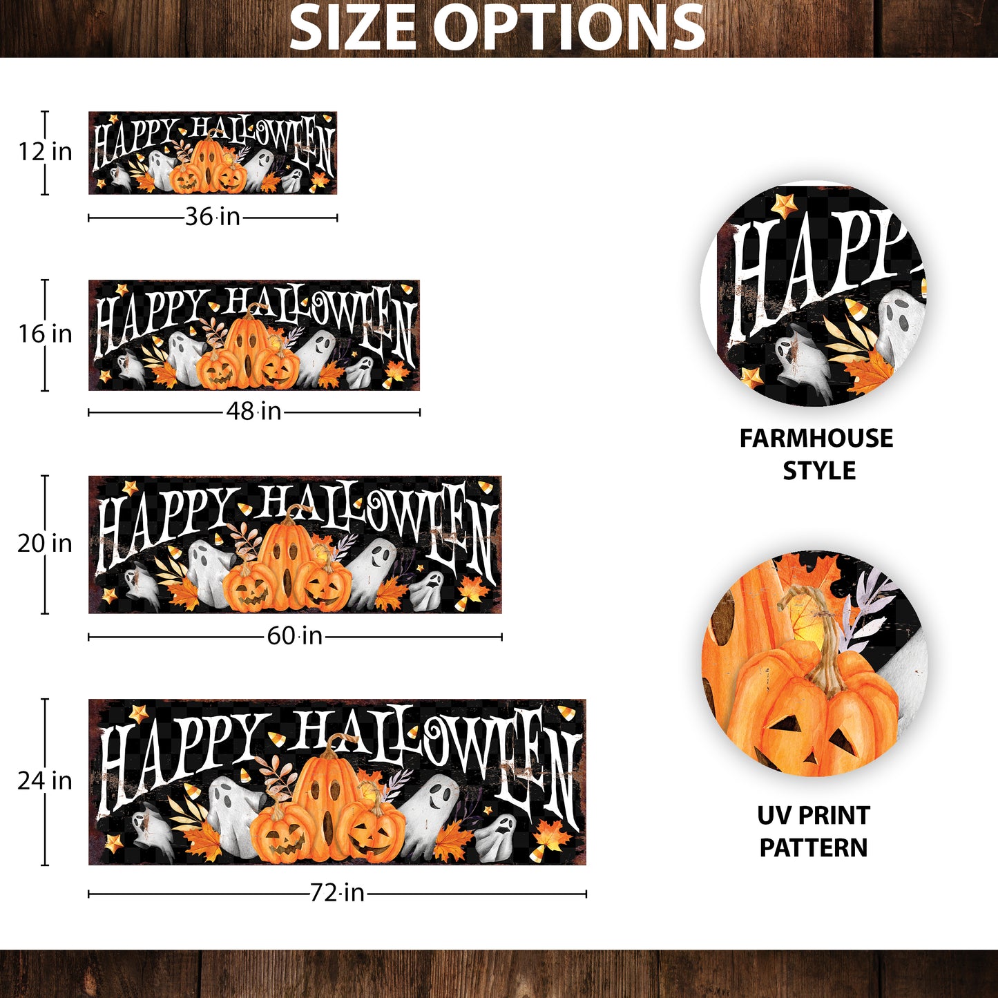 Happy Halloween Wall Art – Rustic Pumpkin & Ghost Farmhouse Sign – Seasonal Halloween Decoration for Living Room, Entryway, Porch, or Party