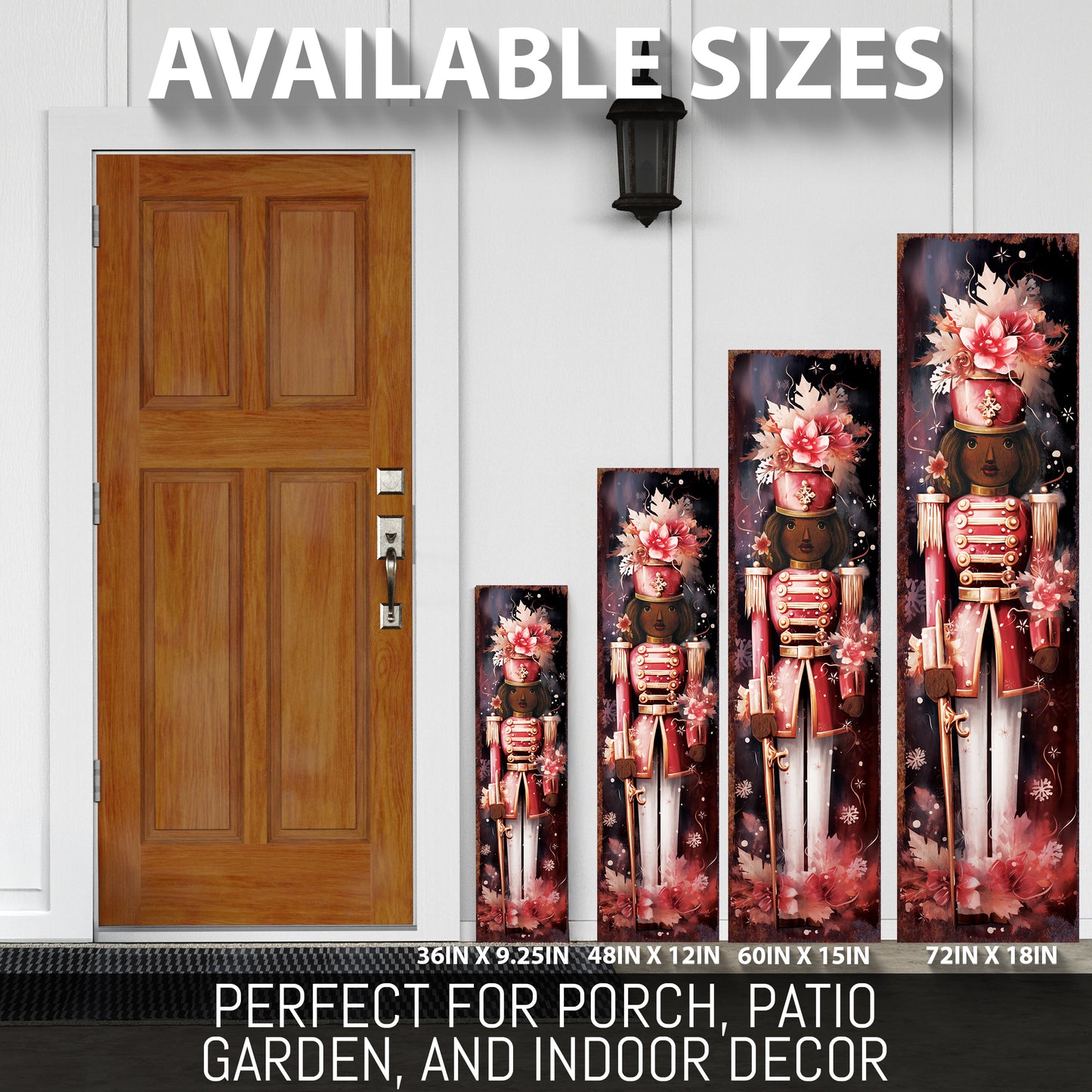 Christmas Nutcracker Porch Sign – Festive Holiday Front Porch Sign with Red Soldier Floral Design | Rustic Farmhouse Christmas Entryway Outdoor Decoration