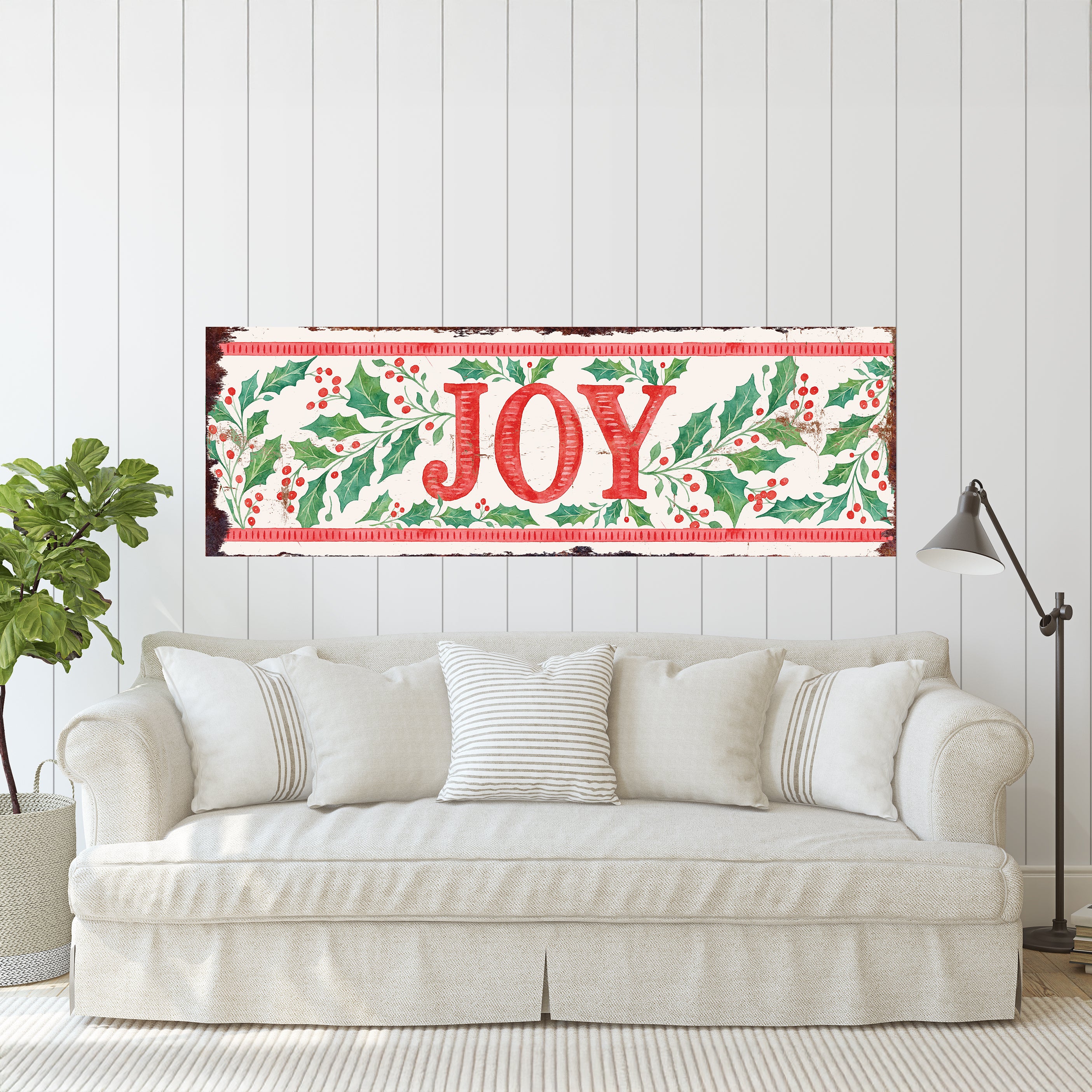 Xmas柄　 Gallery Holly & the Joy Holly Jolly Red Christmas Ephemera Block Panel 36″ by Morris