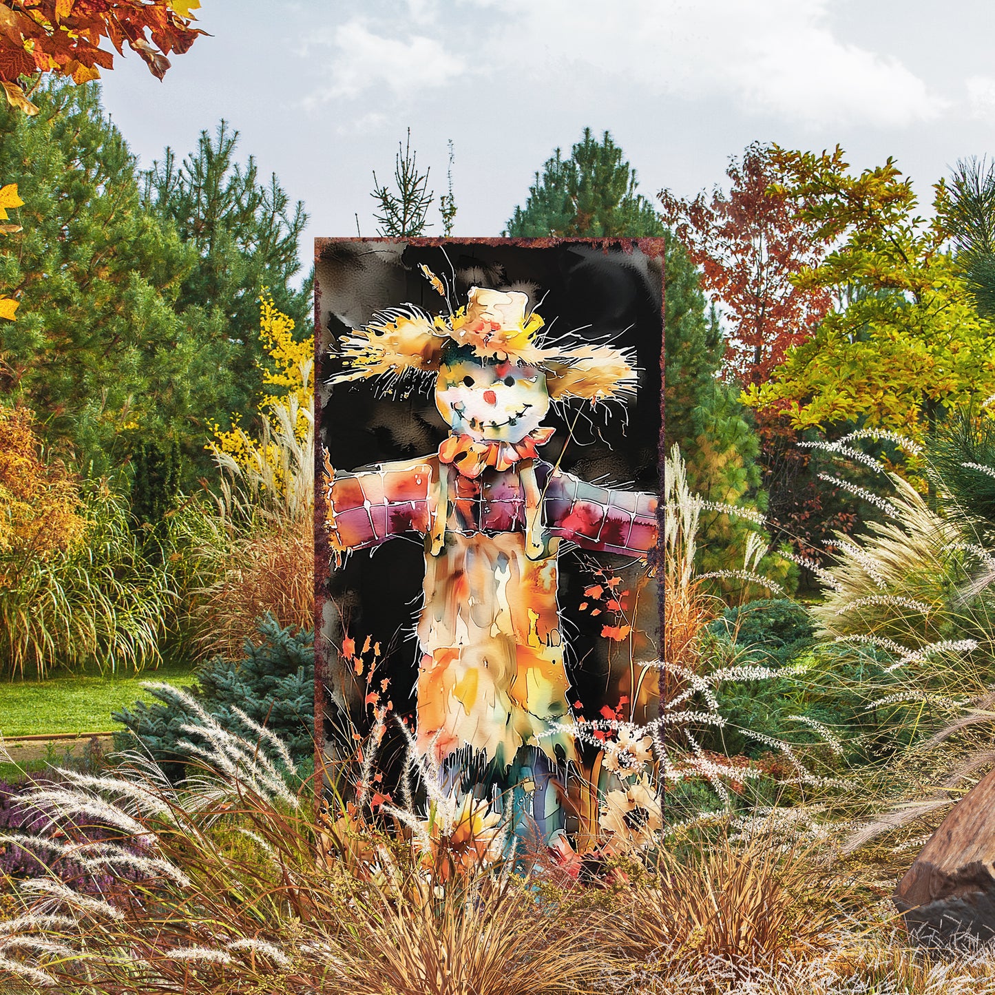 Scarecrow Fall Garden Stake – 30” Autumn Yard Sign for Outdoor Decor