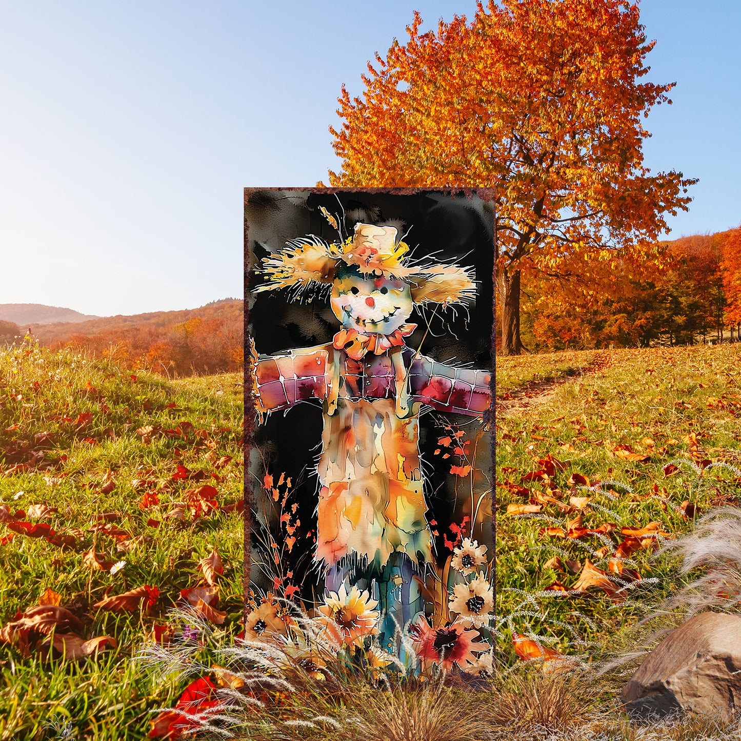 Scarecrow Fall Garden Stake – 30” Autumn Yard Sign for Outdoor Decor