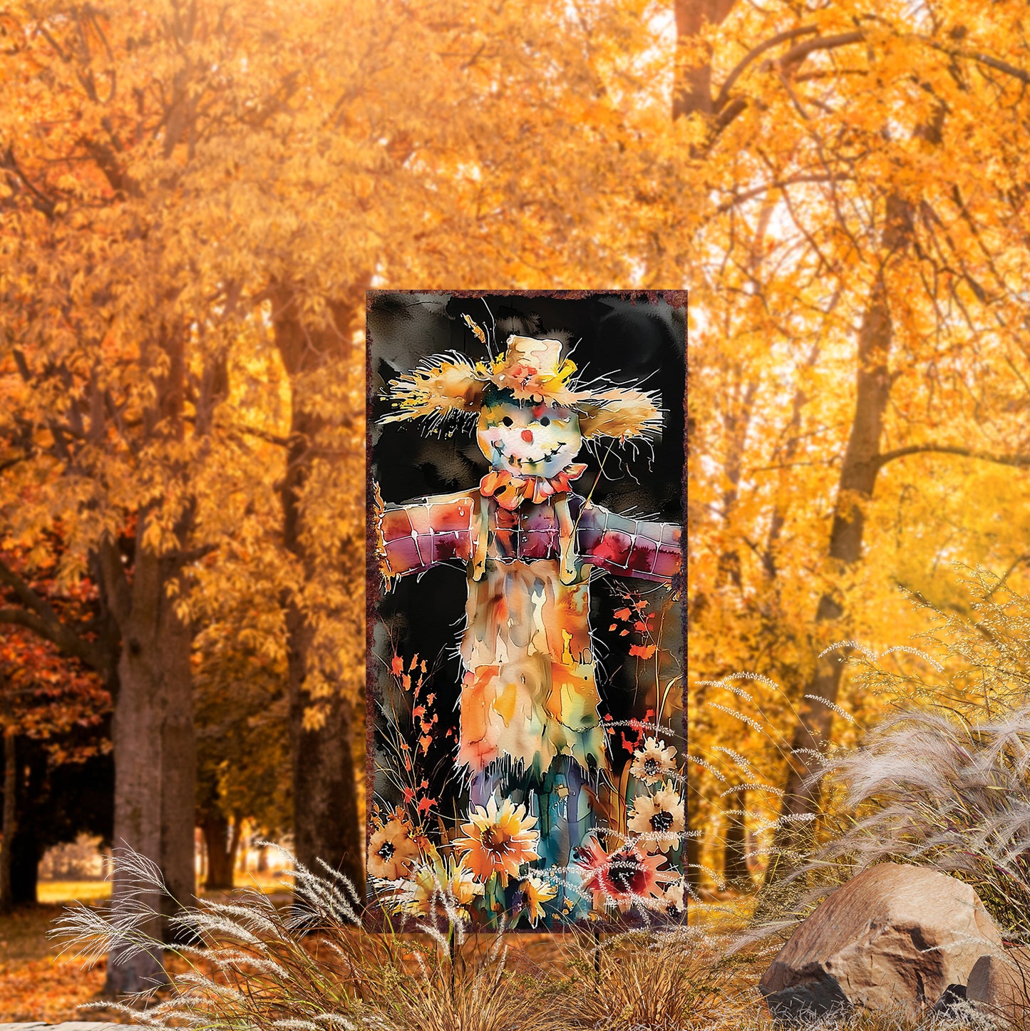 Scarecrow Fall Garden Stake – 30” Autumn Yard Sign for Outdoor Decor