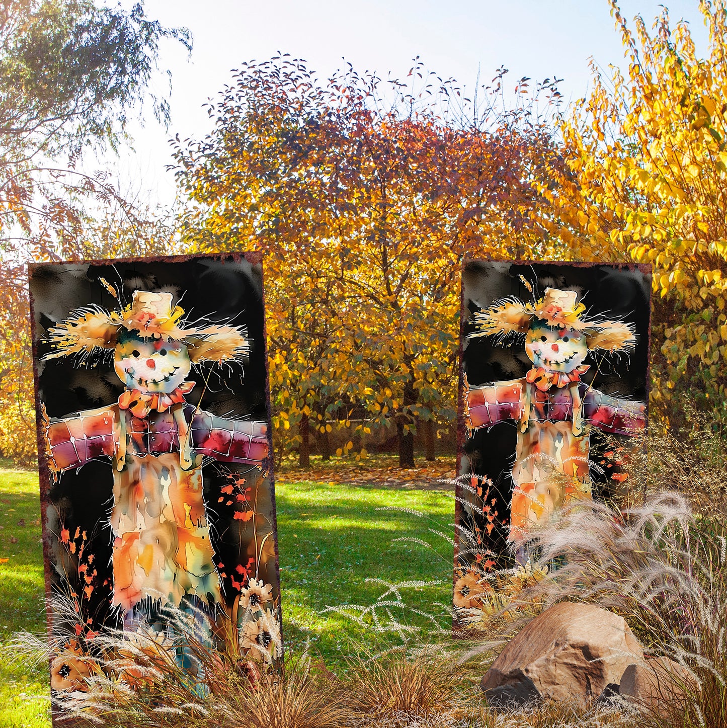 Scarecrow Fall Garden Stake – 30” Autumn Yard Sign for Outdoor Decor