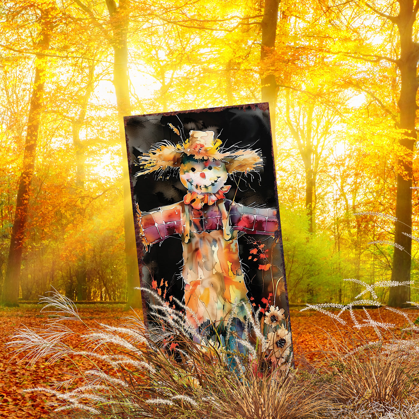 Scarecrow Fall Garden Stake – 30” Autumn Yard Sign for Outdoor Decor