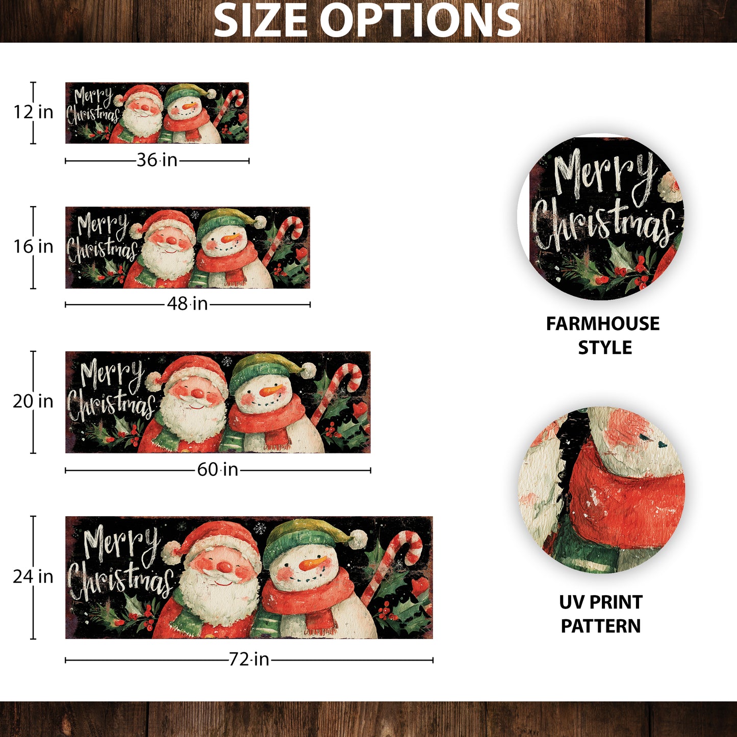 Santa & Snowman Christmas Sign – Watercolor Holiday Wall Decor for Home