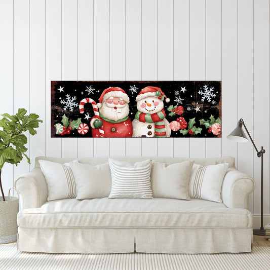Santa and Snowman Christmas Wall Sign – Farmhouse Holiday Décor