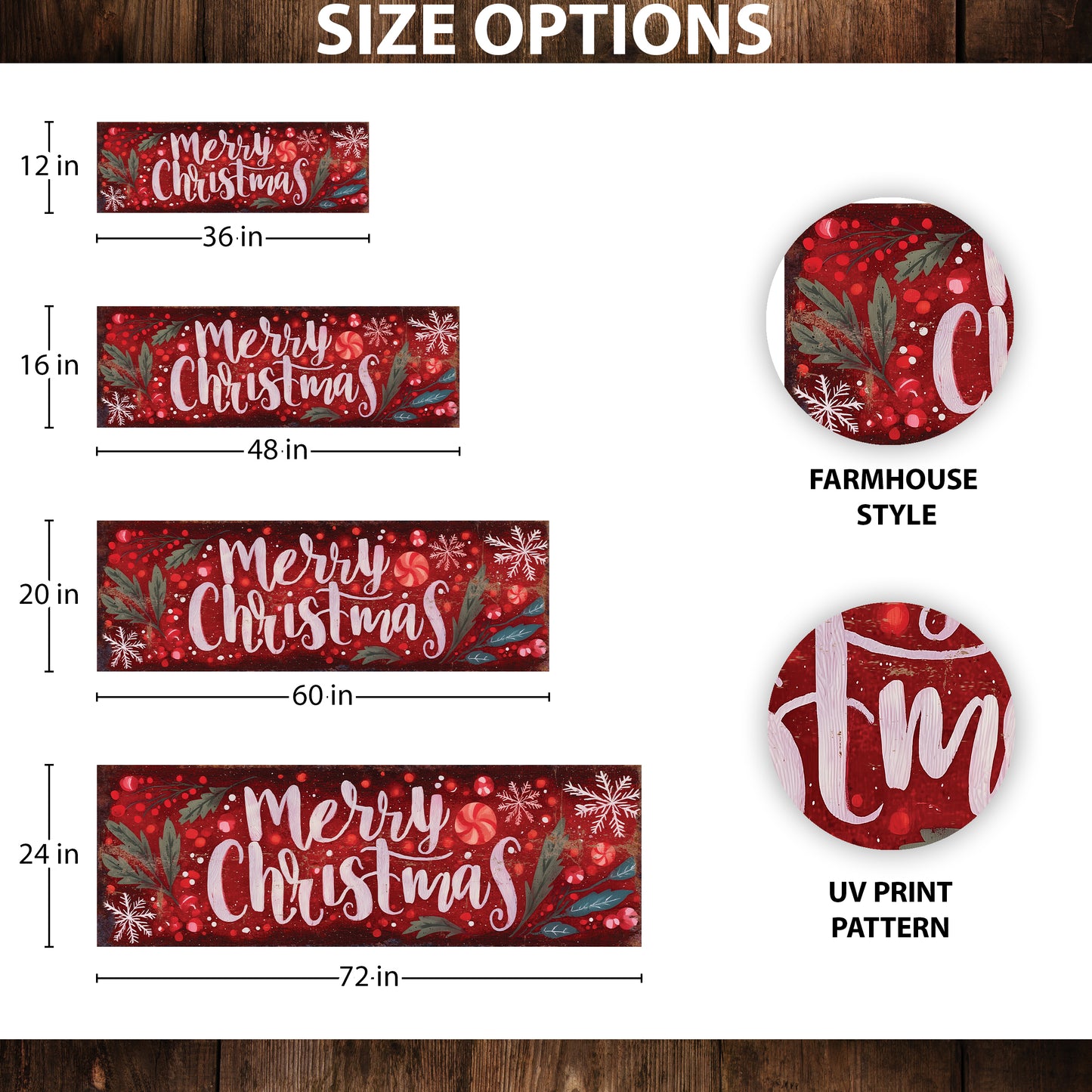 Merry Christmas Wall Sign – Red Farmhouse Holiday Decor for Home or Entryway
