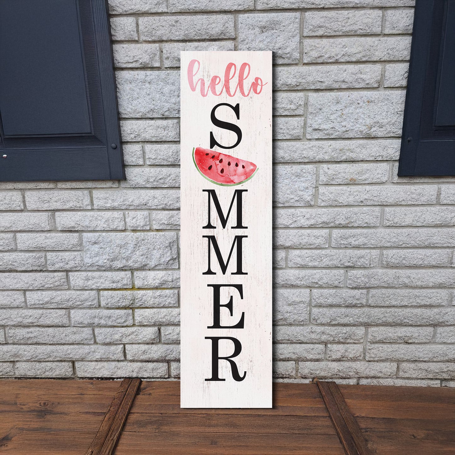 Hello Summer Wooden Porch Sign with Watermelon Pattern | Seasonal Welcome Sign | Front Porch Home Decor | 3 Sizes Available