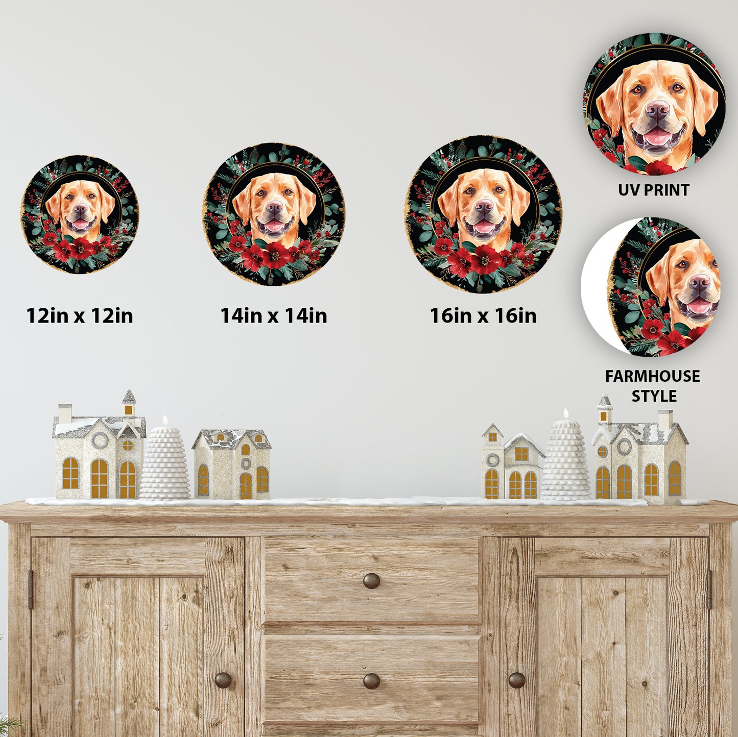 Personalized Christmas Pet Portrait Wall Sign - Custom Holiday Decor