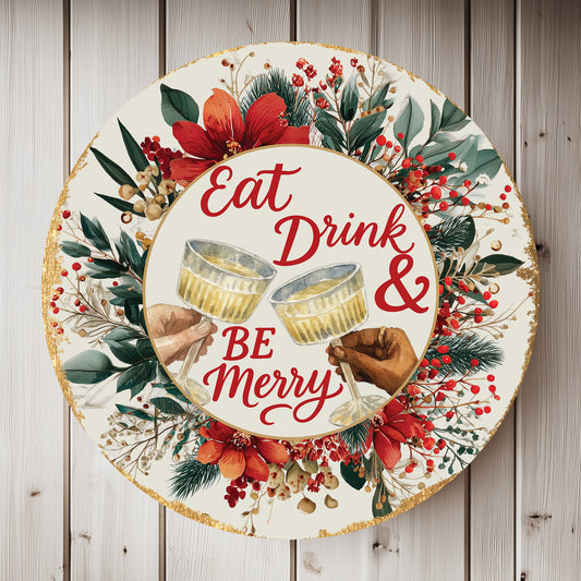 Festive Christmas Be Merry Round Sign | Rustic Holiday Wall Decor