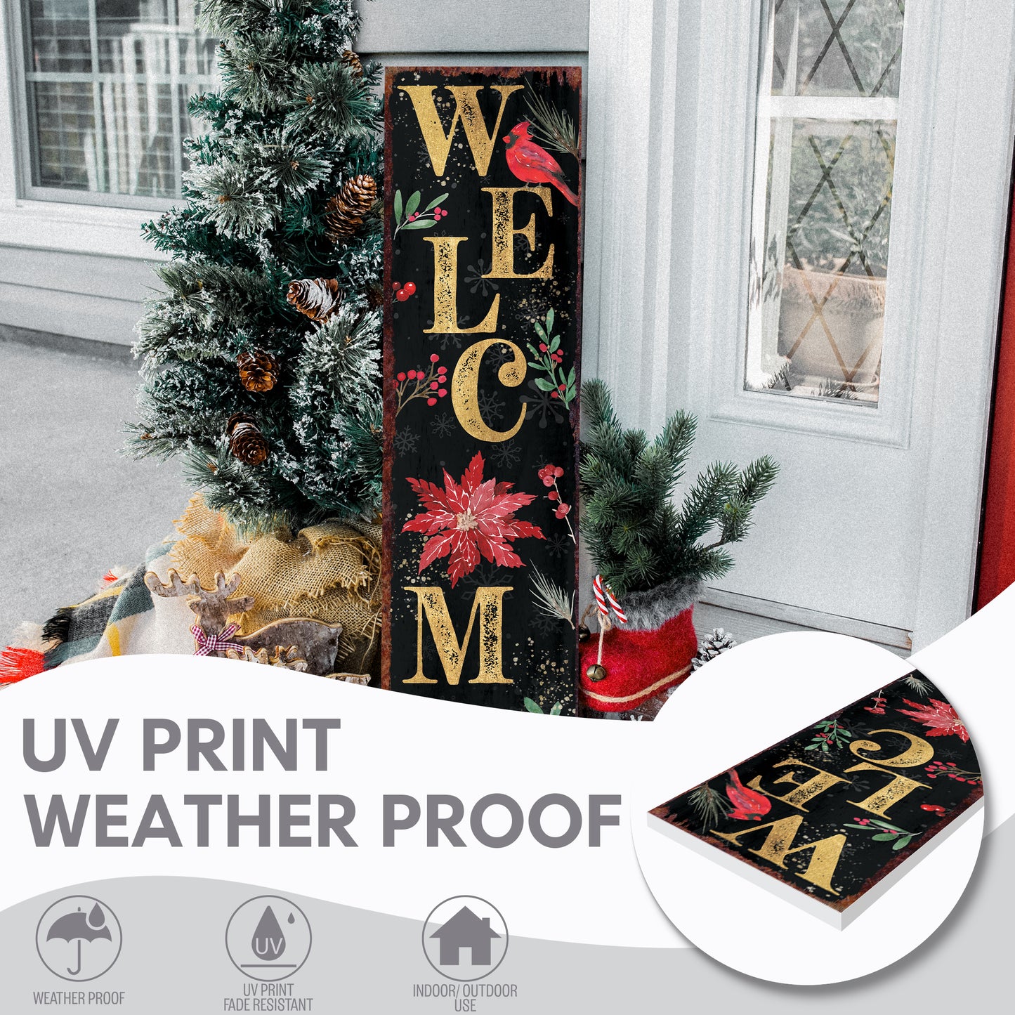 Charming Farmhouse Christmas Porch Sign | Festive Outdoor Welcome Decor