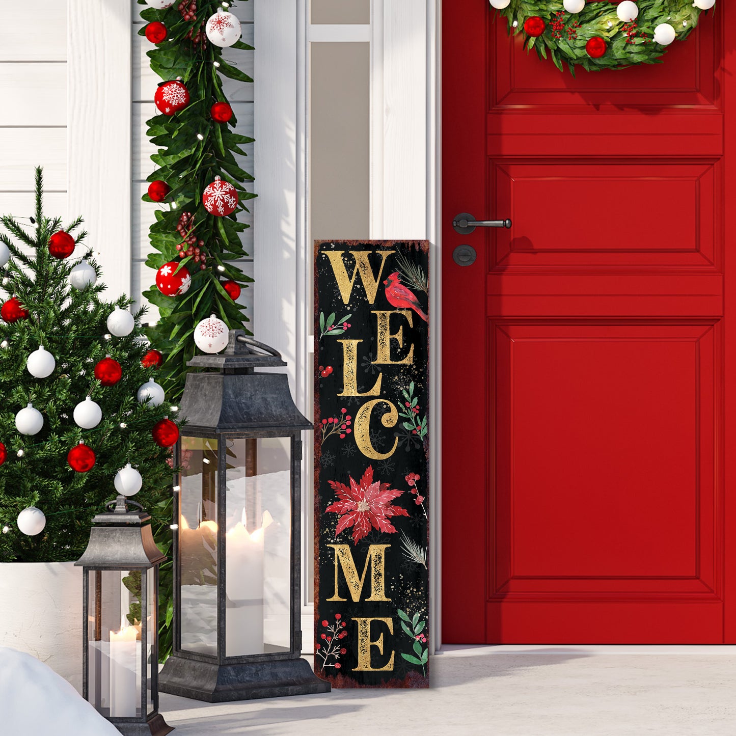 Charming Farmhouse Christmas Porch Sign | Festive Outdoor Welcome Decor