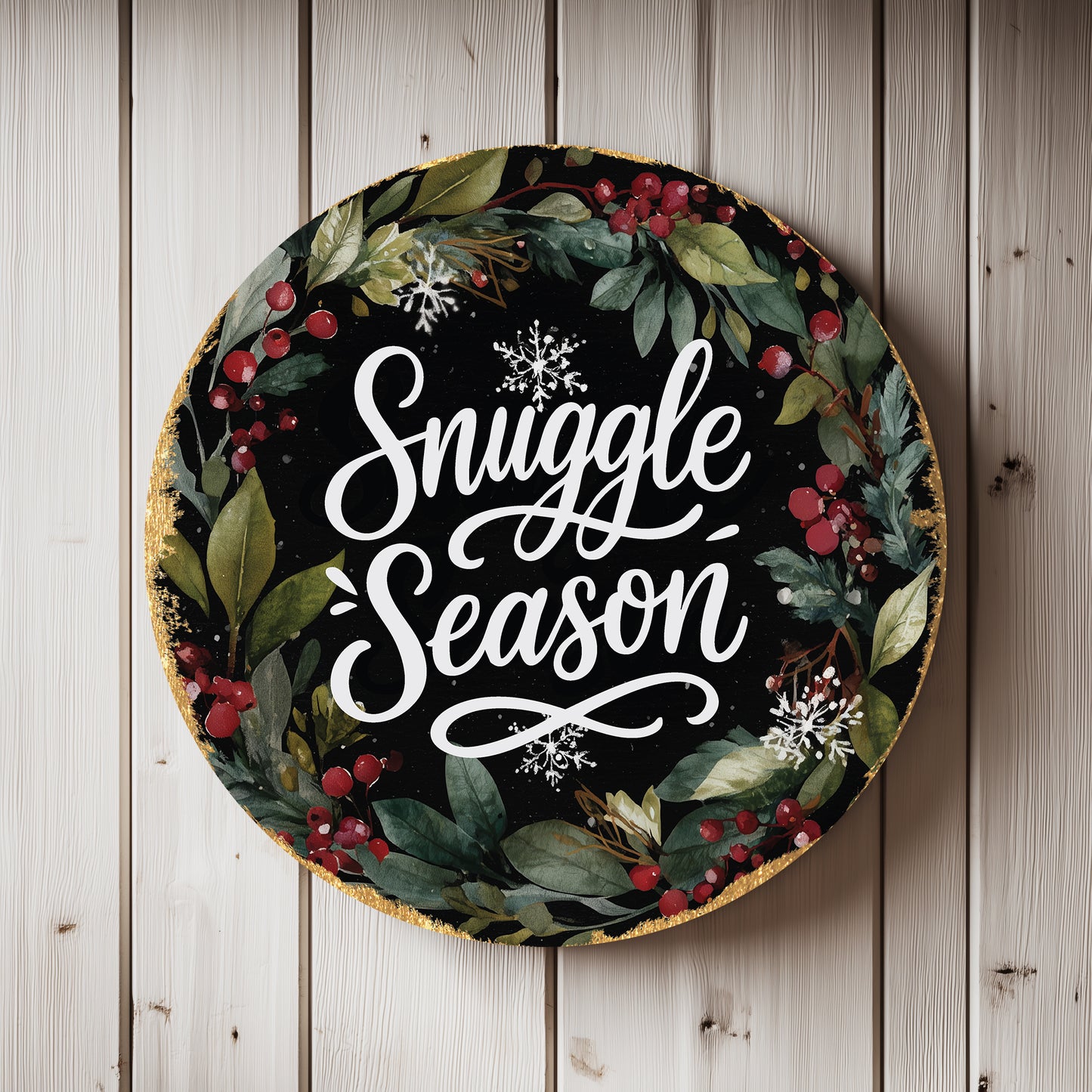 Winter Snuggle Season Round Door Sign | Cozy Farmhouse Home Decor