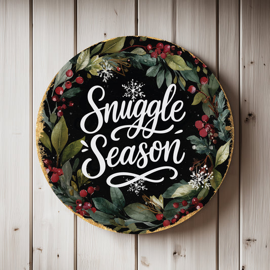 Winter Snuggle Season Round Door Sign | Cozy Farmhouse Home Decor