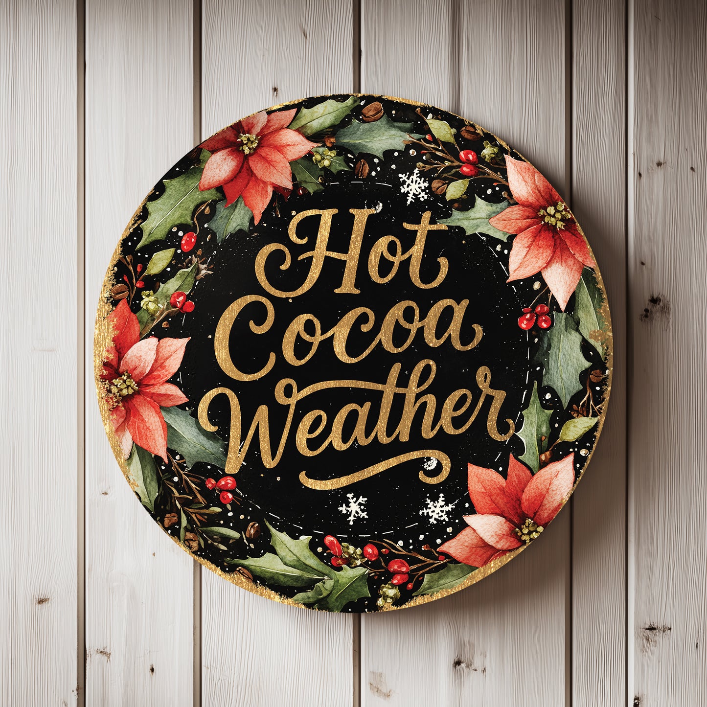 Winter Hot Cocoa Welcome Sign | Farmhouse Round Door & Wall Decor
