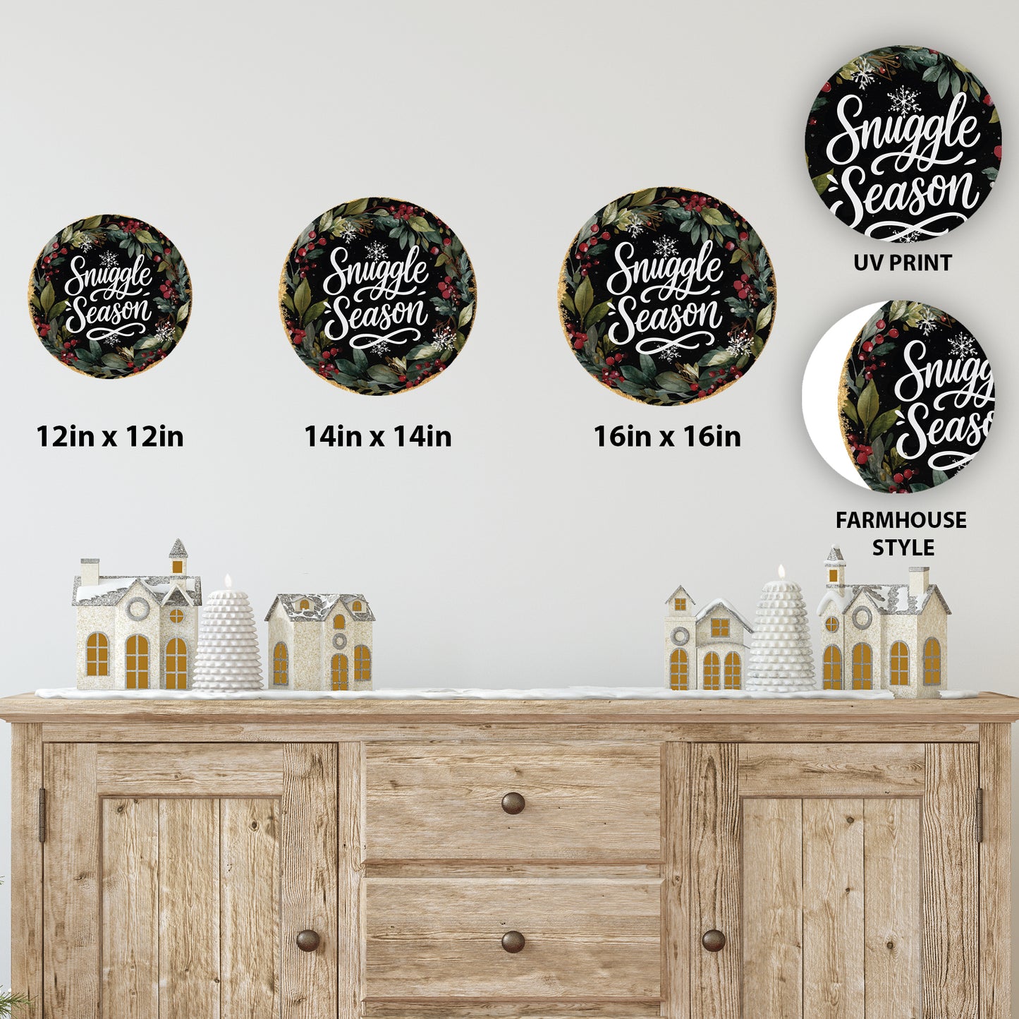 Winter Snuggle Season Round Door Sign | Cozy Farmhouse Home Decor