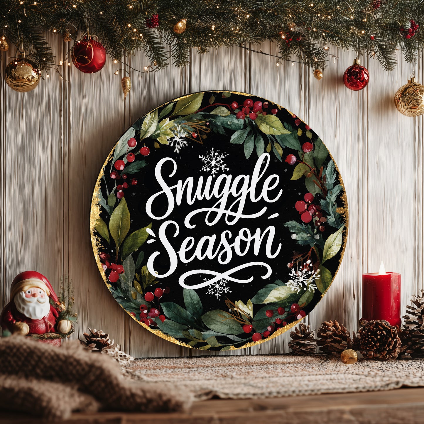 Winter Snuggle Season Round Door Sign | Cozy Farmhouse Home Decor