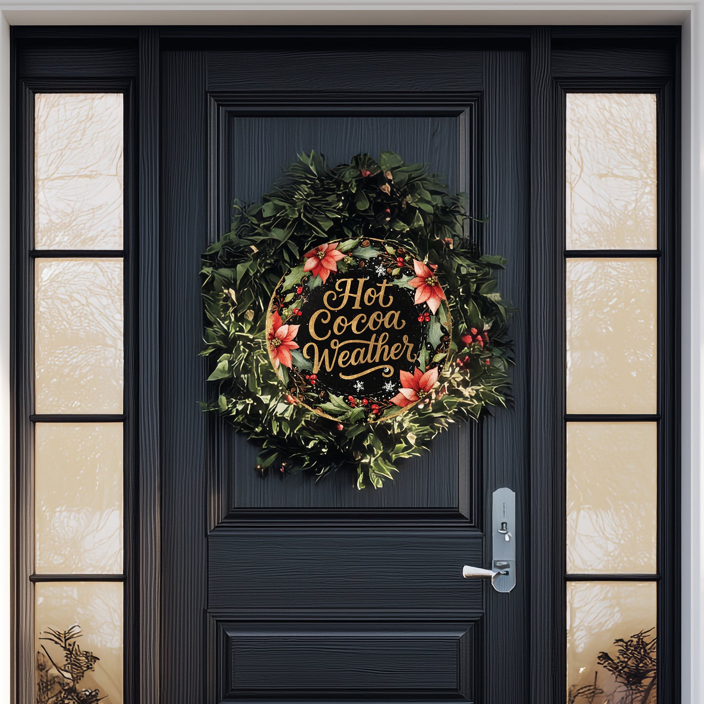 Winter Hot Cocoa Welcome Sign | Farmhouse Round Door & Wall Decor
