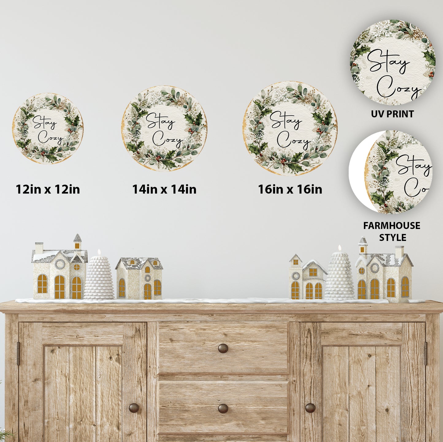 Farmhouse Christmas Welcome Door Sign | Rustic Winter Home Decor