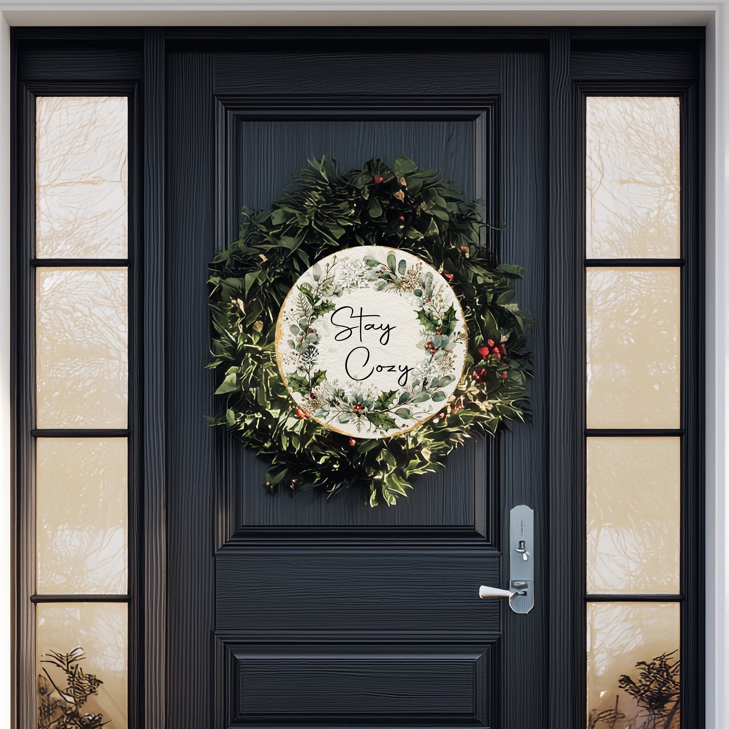 Farmhouse Christmas Welcome Door Sign | Rustic Winter Home Decor