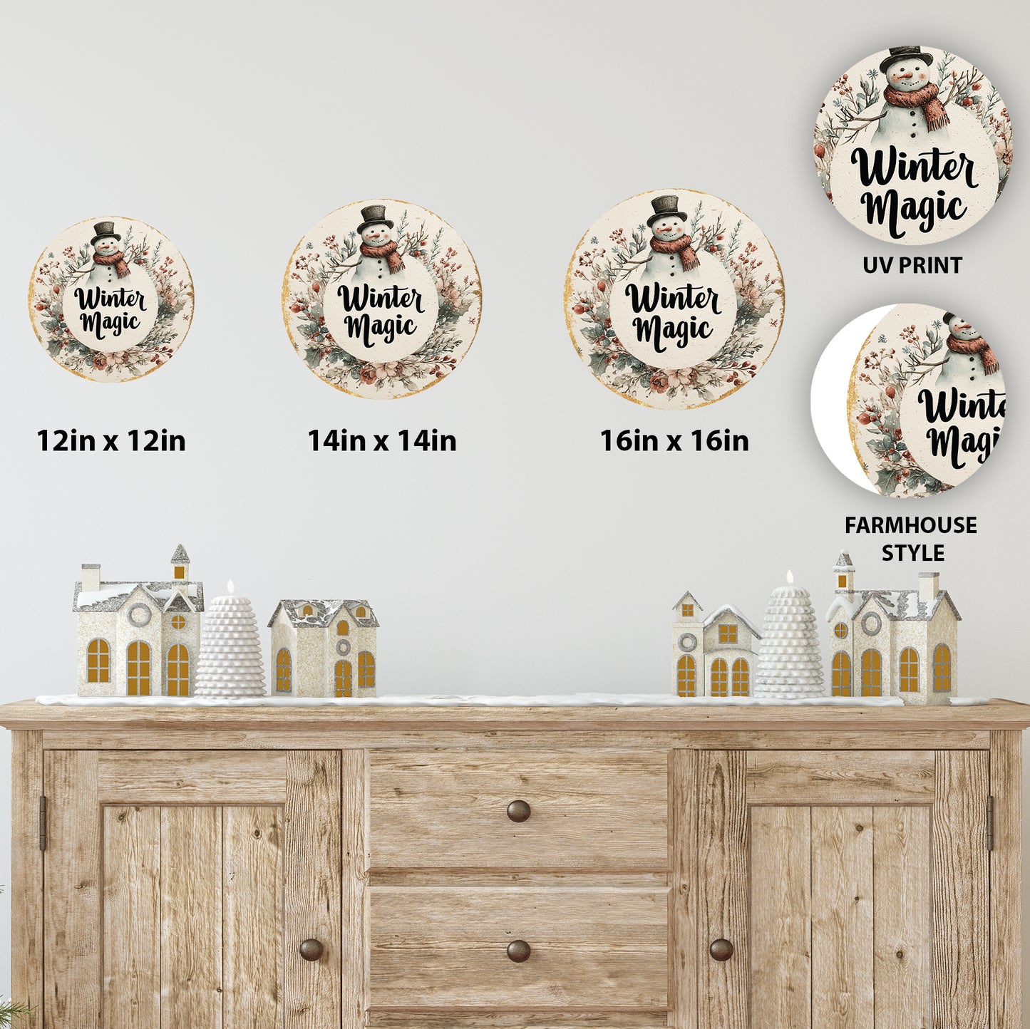 Cozy Winter Snowman Welcome Sign | Rustic Farmhouse Front Door Wall Decor