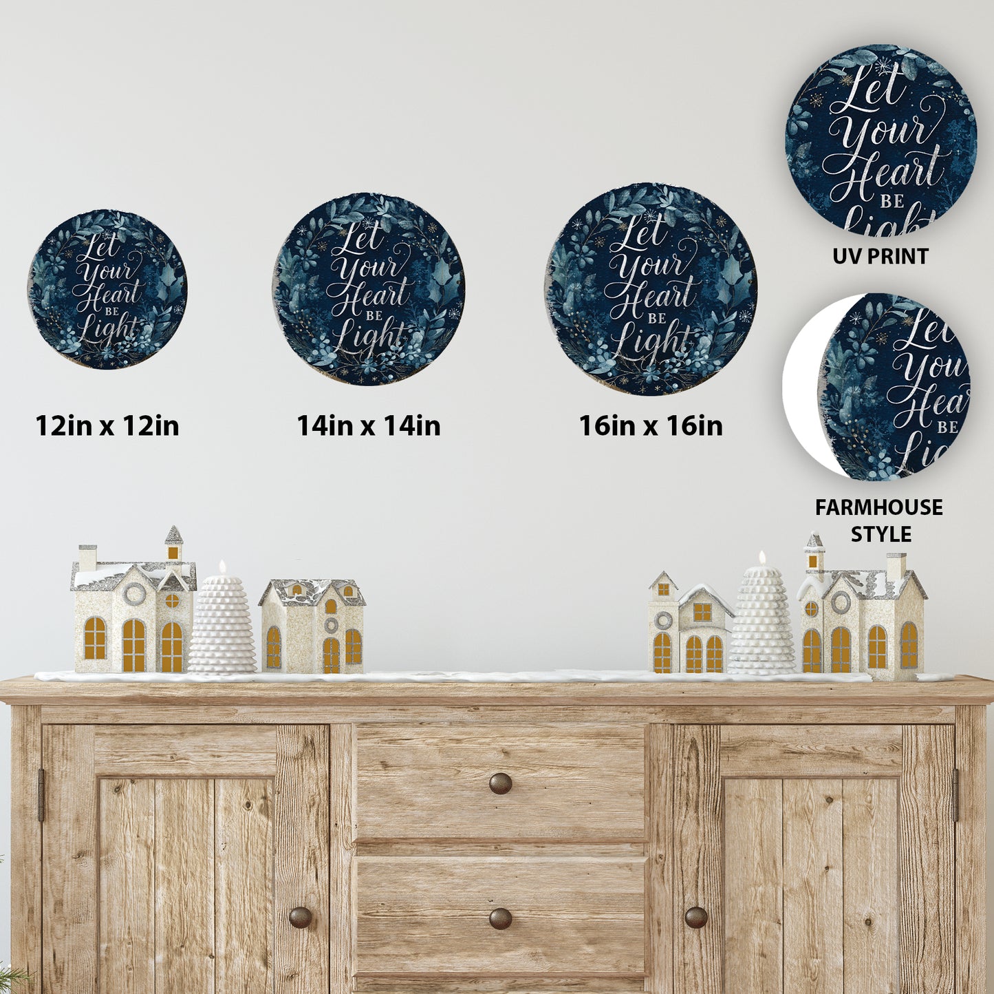 Winter Farmhouse Wall Sign | Rustic 'Let Your Heart Be Light' Decor