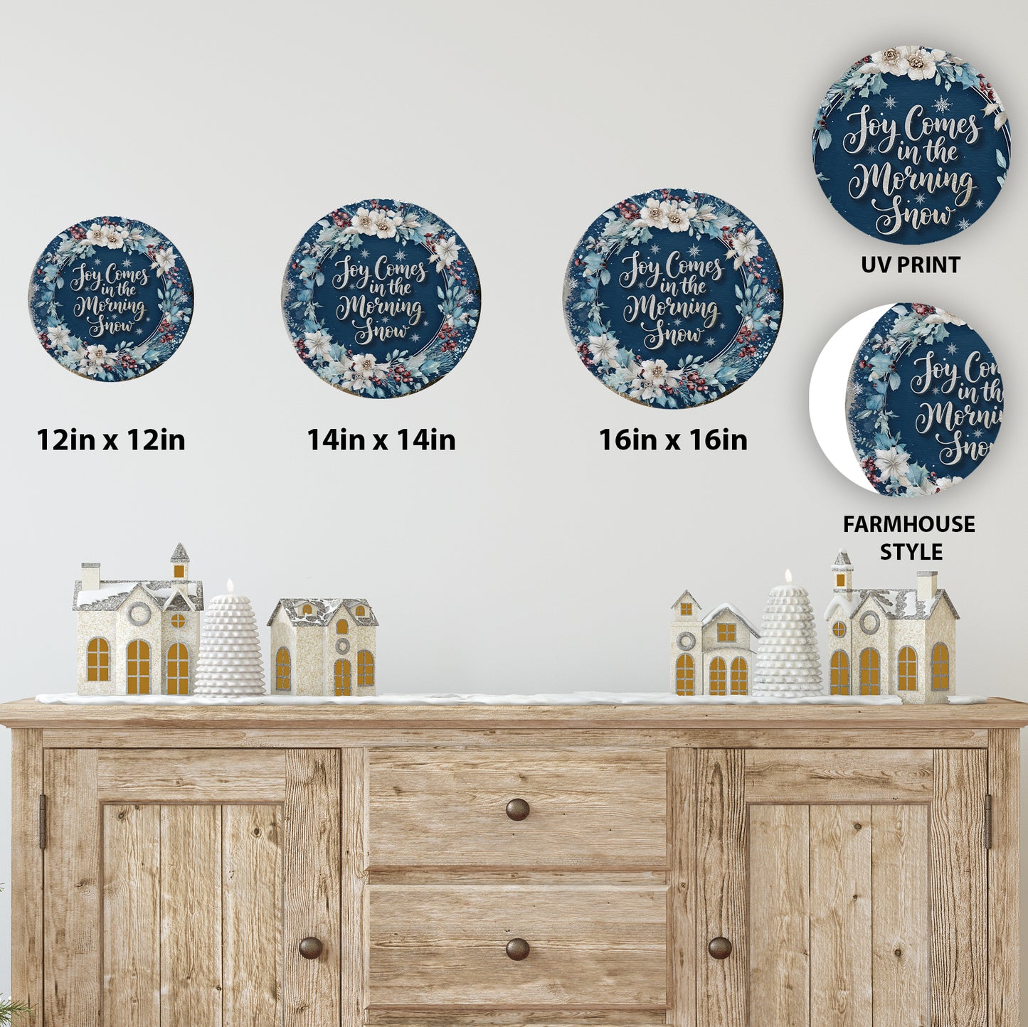 Winter Farmhouse Wall Art | Rustic Joy Comes in the Morning Sign